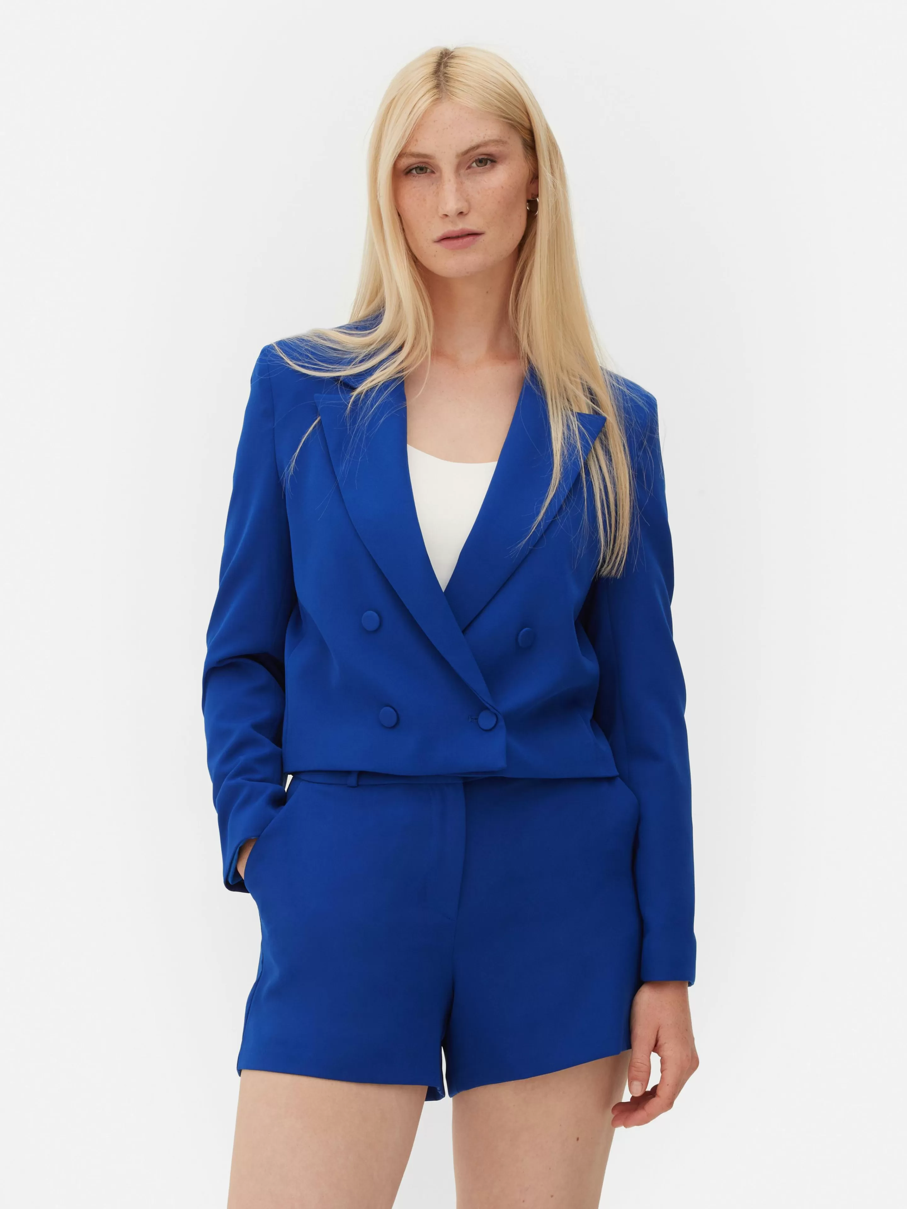 Mujer Primark Blazers | Americana Corta Combinable De Doble Botonadura