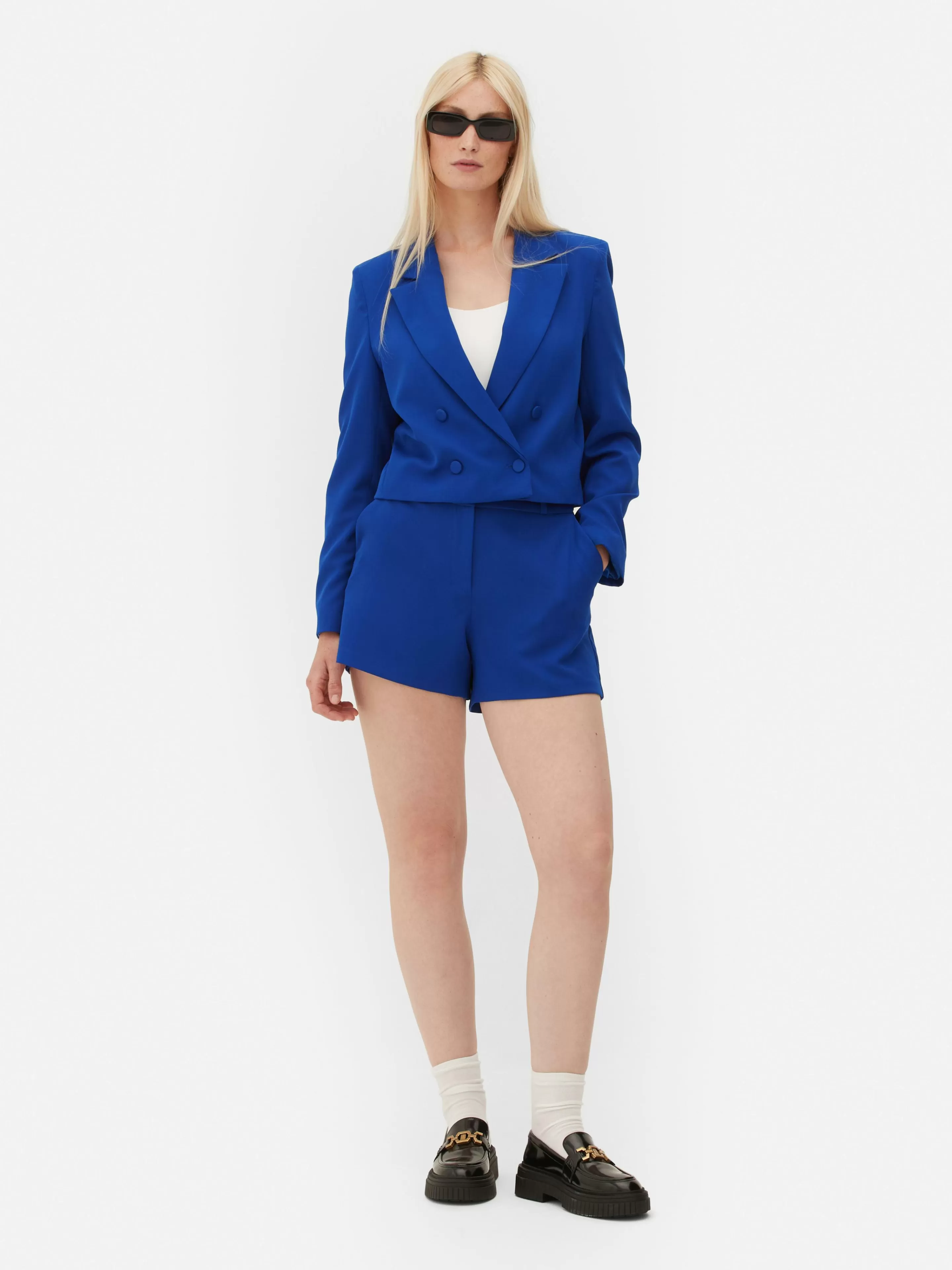 Mujer Primark Blazers | Americana Corta Combinable De Doble Botonadura