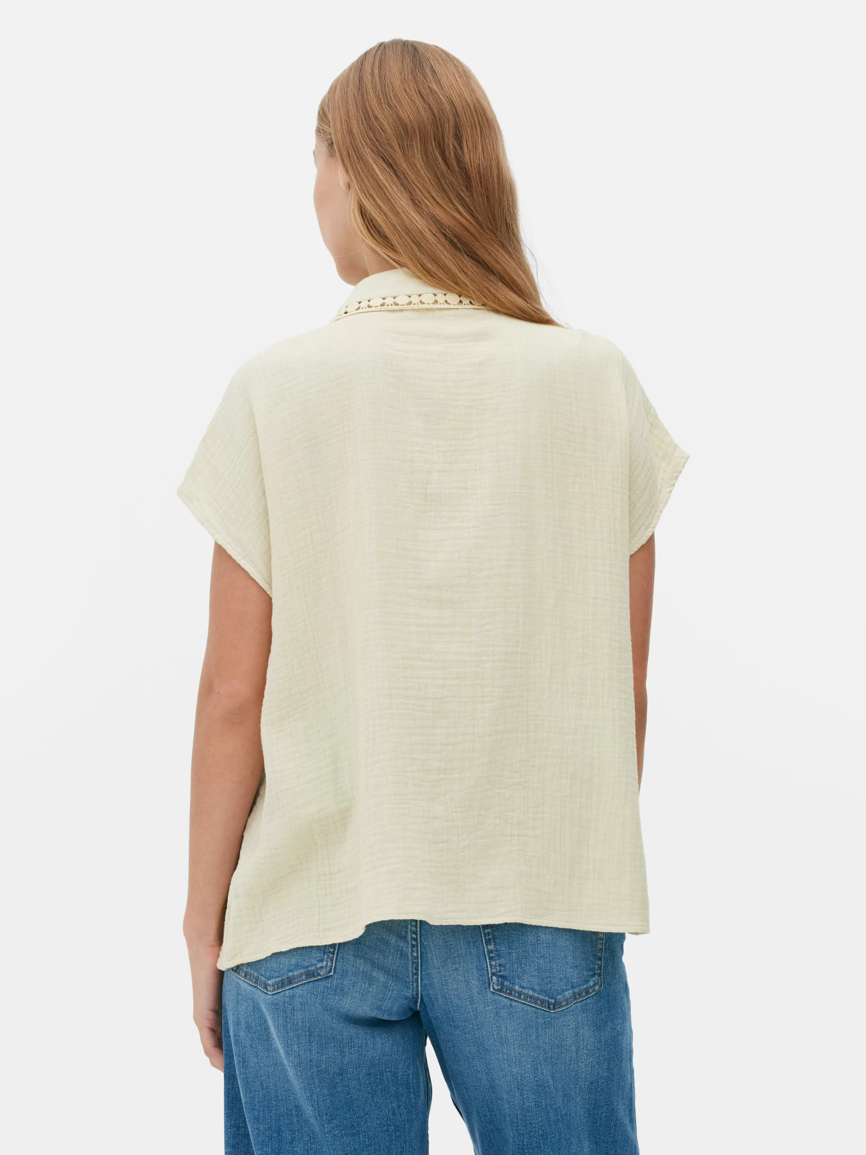 Mujer Primark Camisas Y Blusas | Blusa De Manga Corta Con Ribetes De Ganchillo