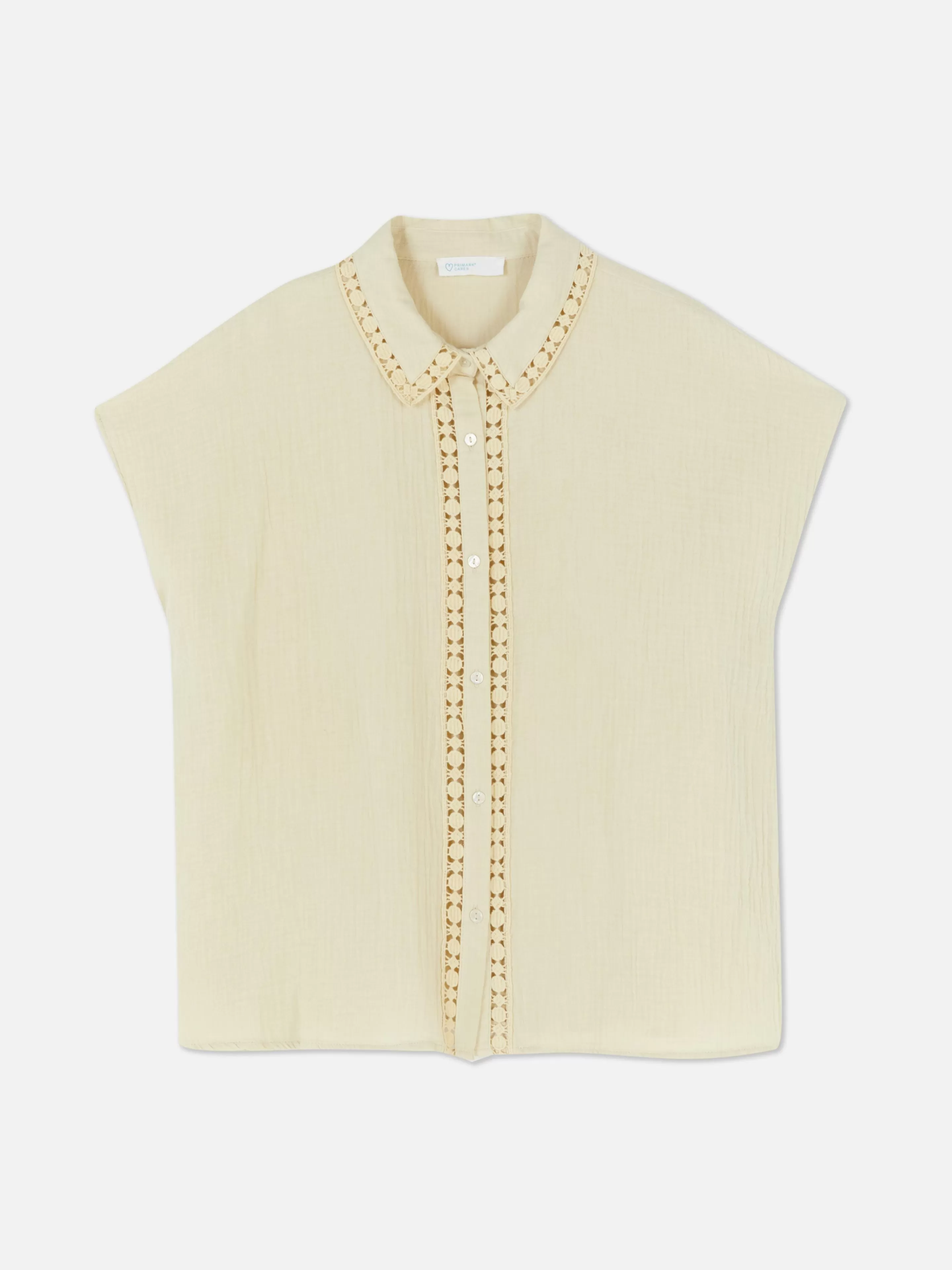 Mujer Primark Camisas Y Blusas | Blusa De Manga Corta Con Ribetes De Ganchillo