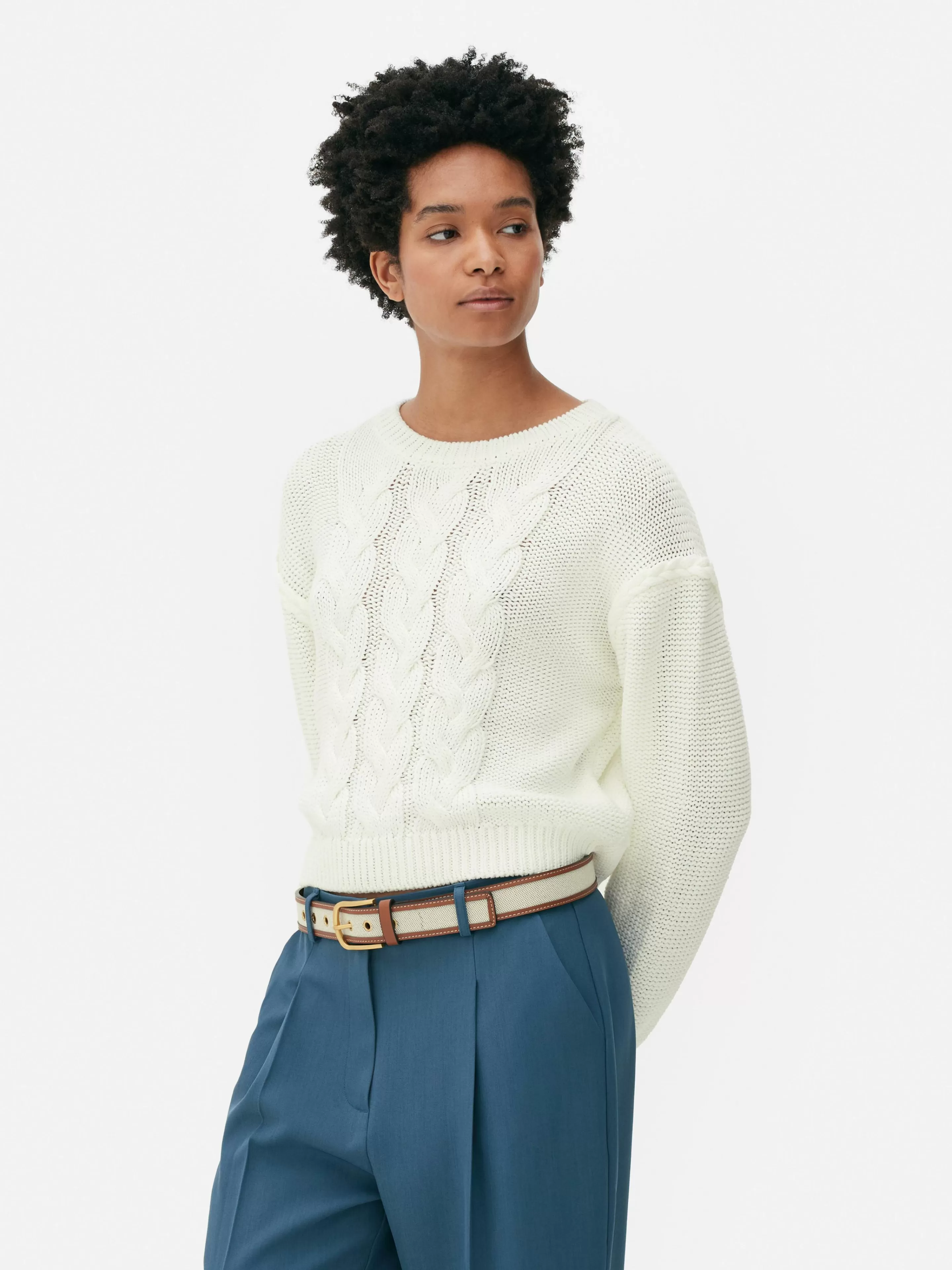 Mujer Primark Jerseys Y Cárdigans | Cable Knit Dropped Shoulder Jumper