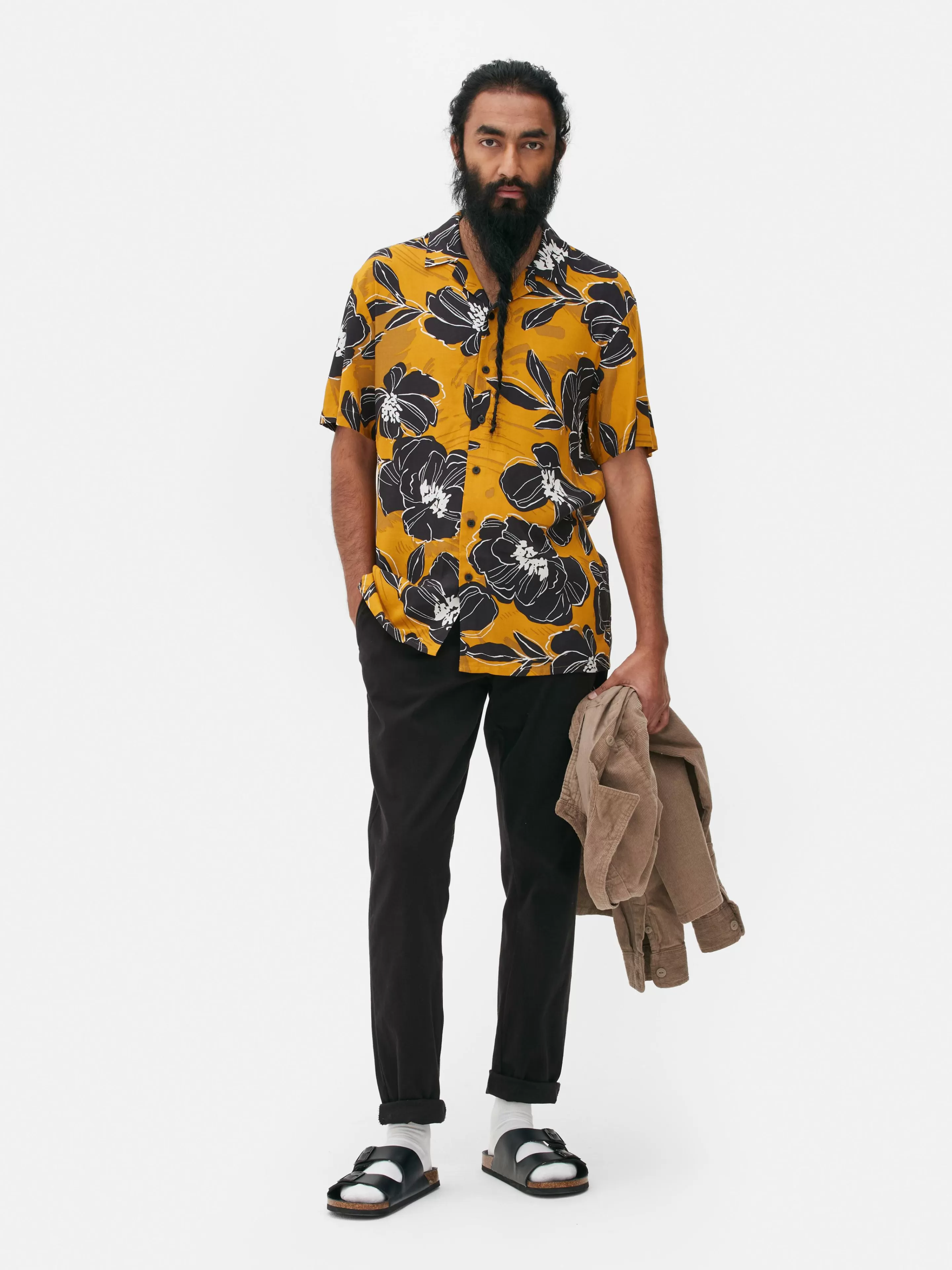 Hombre Primark Camisas | Camisa Floral De Manga Corta