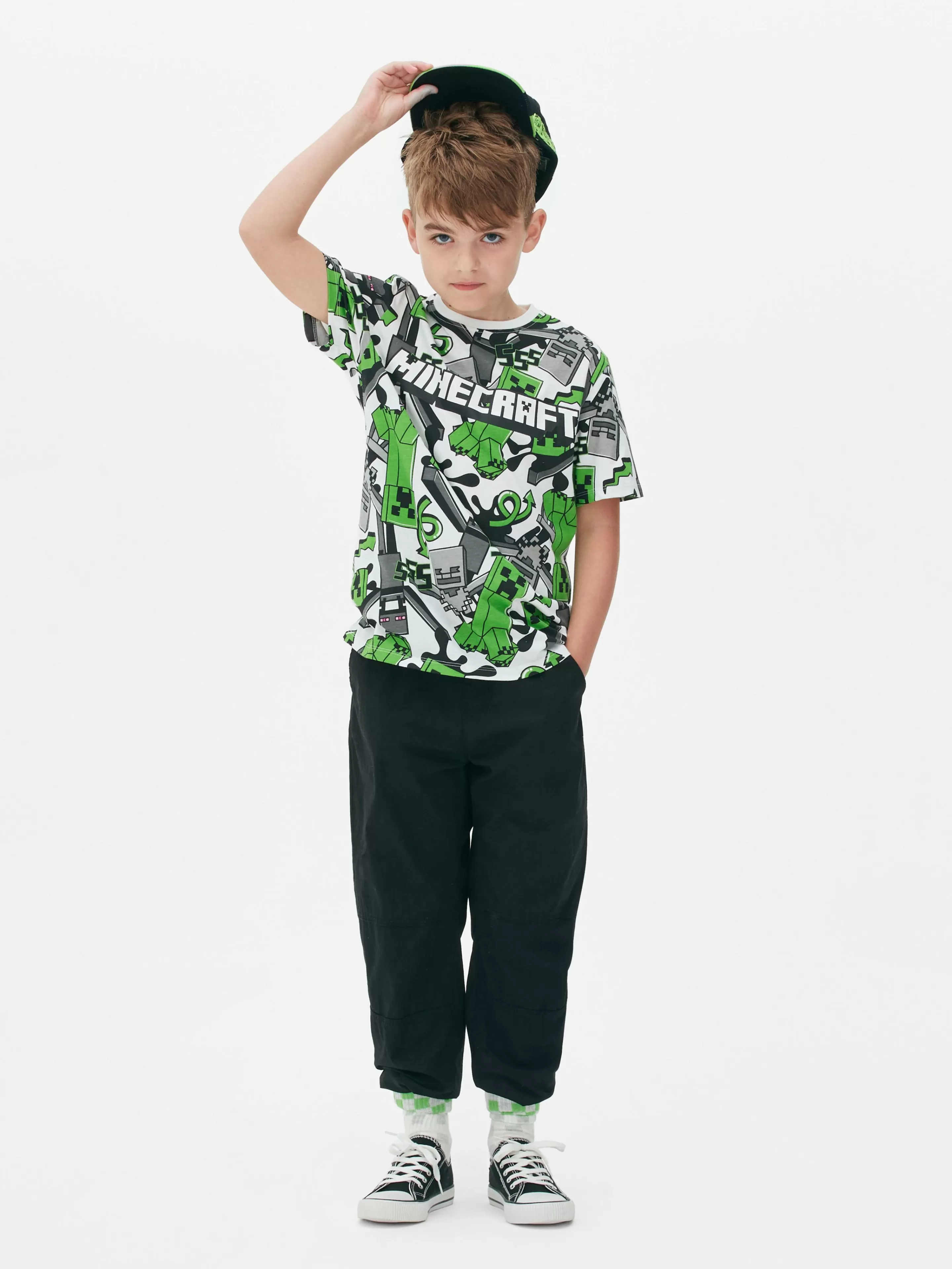 Niños Primark Tops Y Camisetas | Camiseta Con Estampado De Creeper De Minecraft