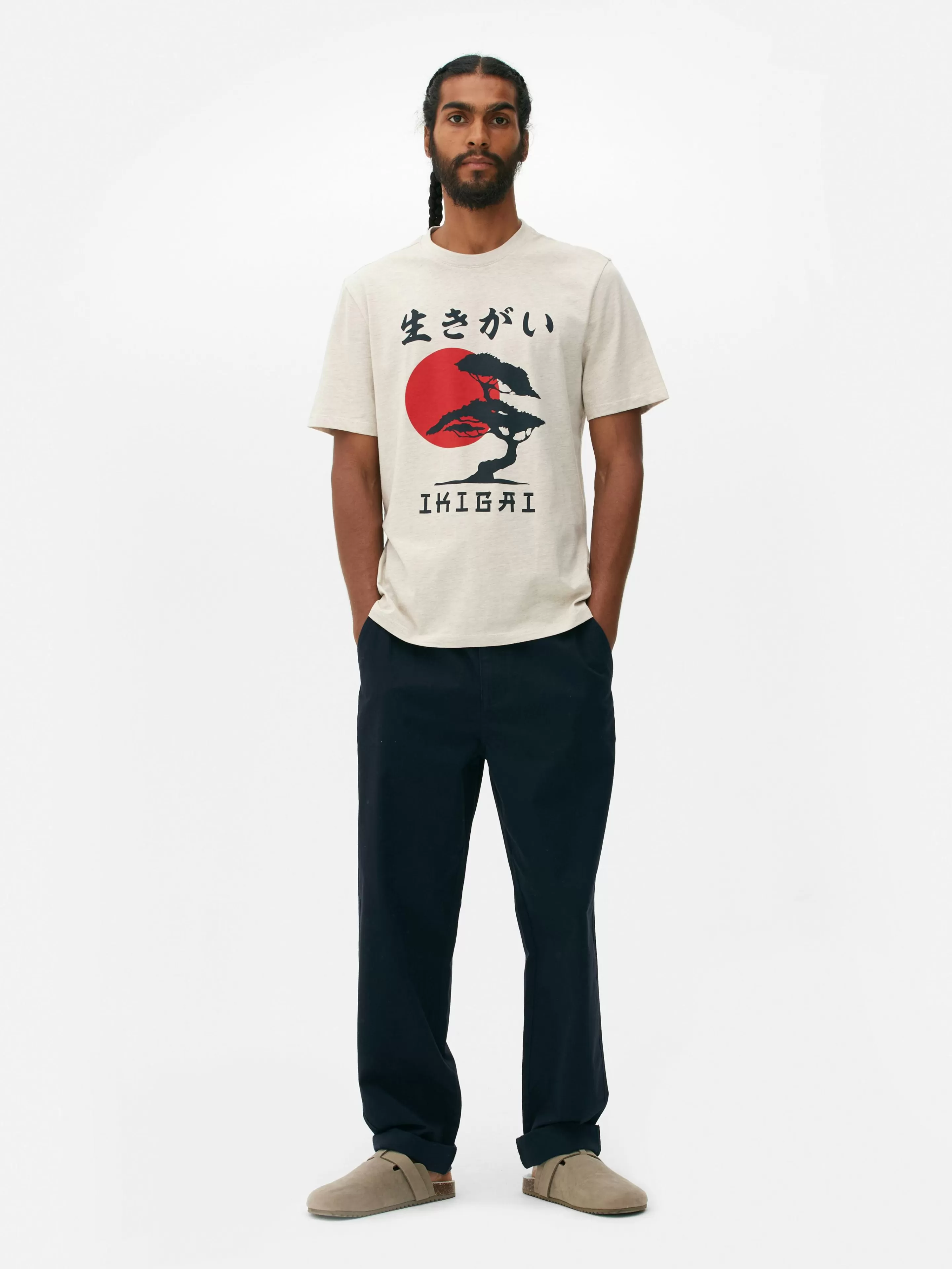 Hombre Primark Tops Y Camisetas | Camiseta Con Estampado De árbol Japonés