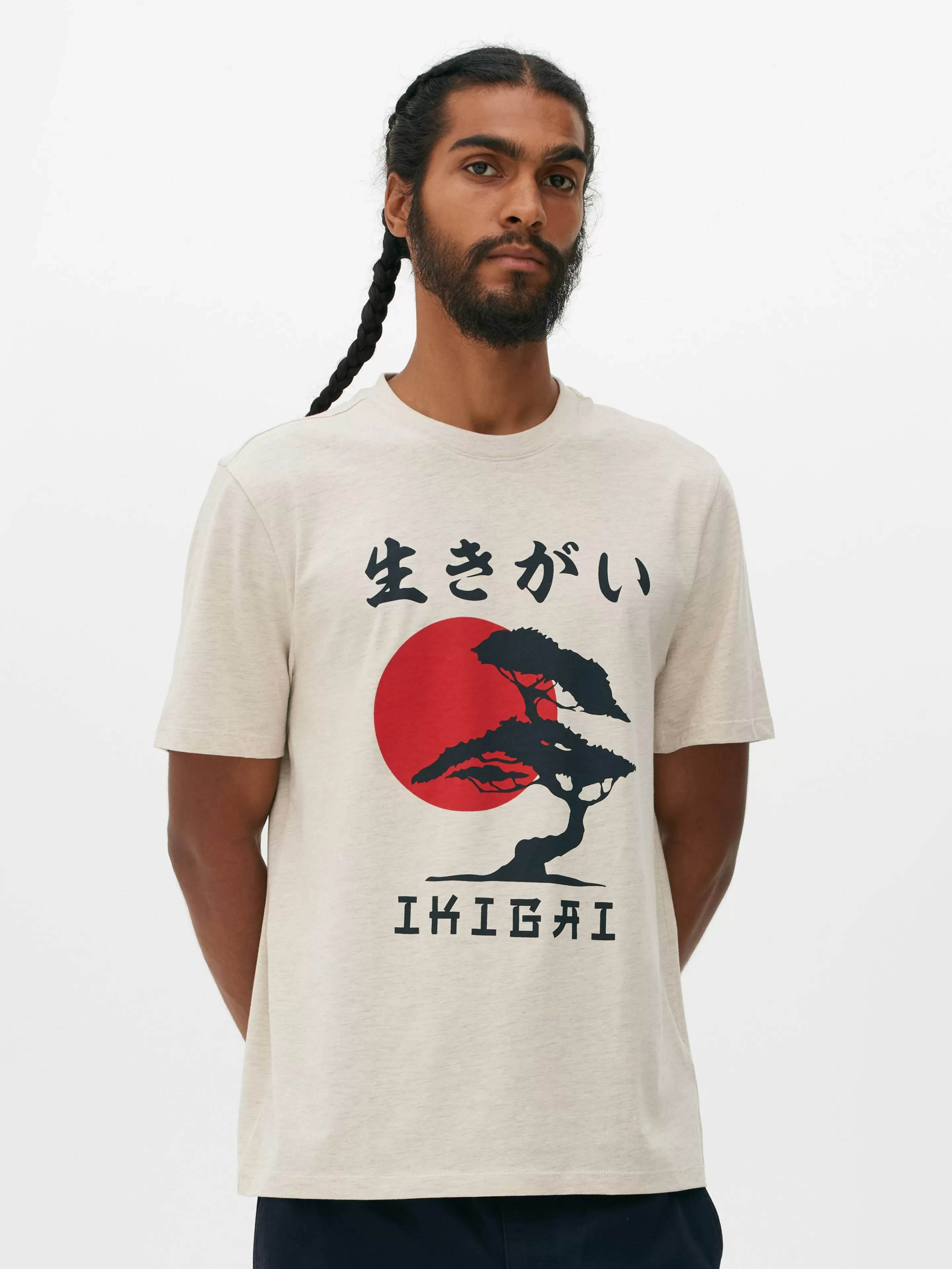 Hombre Primark Tops Y Camisetas | Camiseta Con Estampado De árbol Japonés