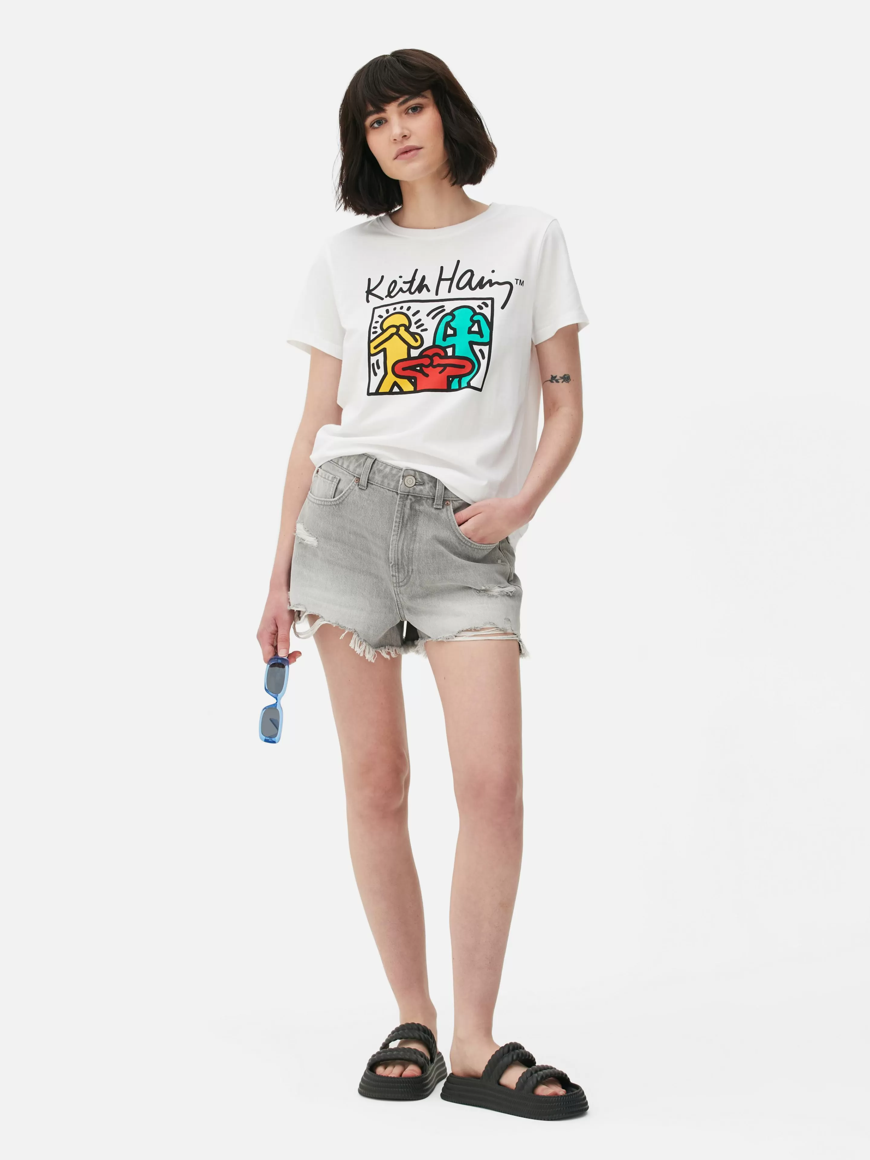 Mujer Primark Tops Y Camisetas | Camiseta Con Estampado Gráfico De Keith Haring