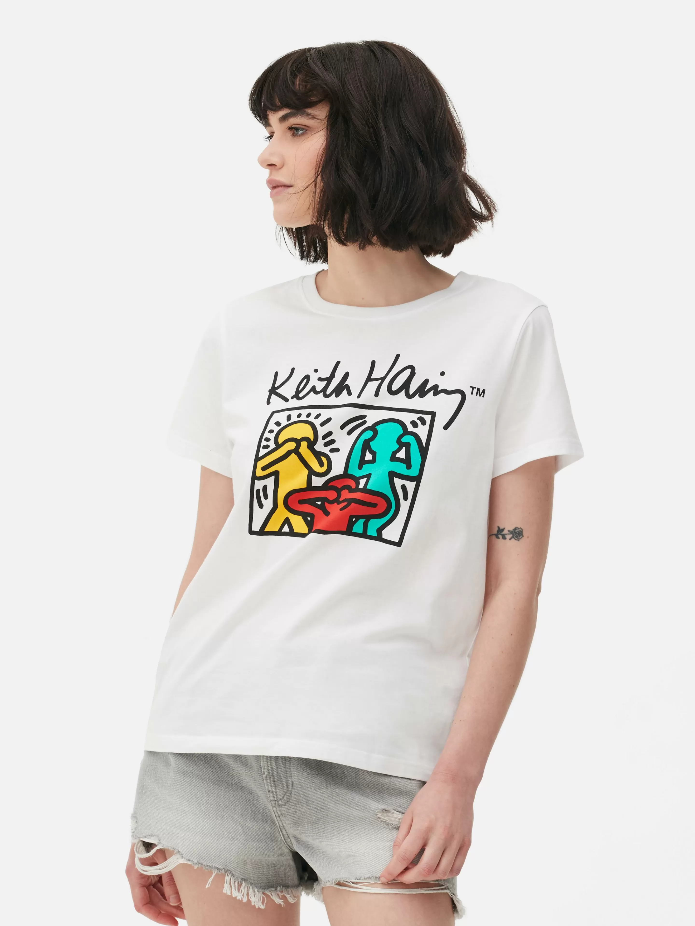 Mujer Primark Tops Y Camisetas | Camiseta Con Estampado Gráfico De Keith Haring