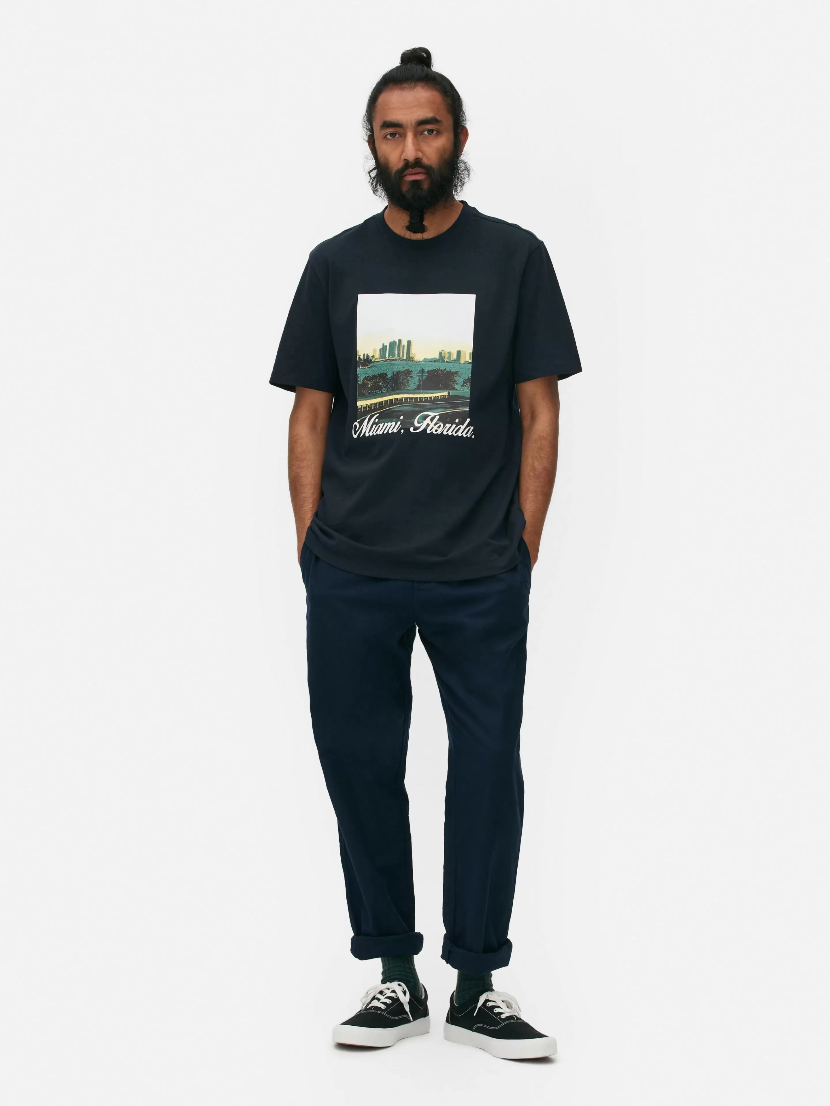 Hombre Primark Tops Y Camisetas | Camiseta Con Estampado Gráfico De «Miami, Florida»