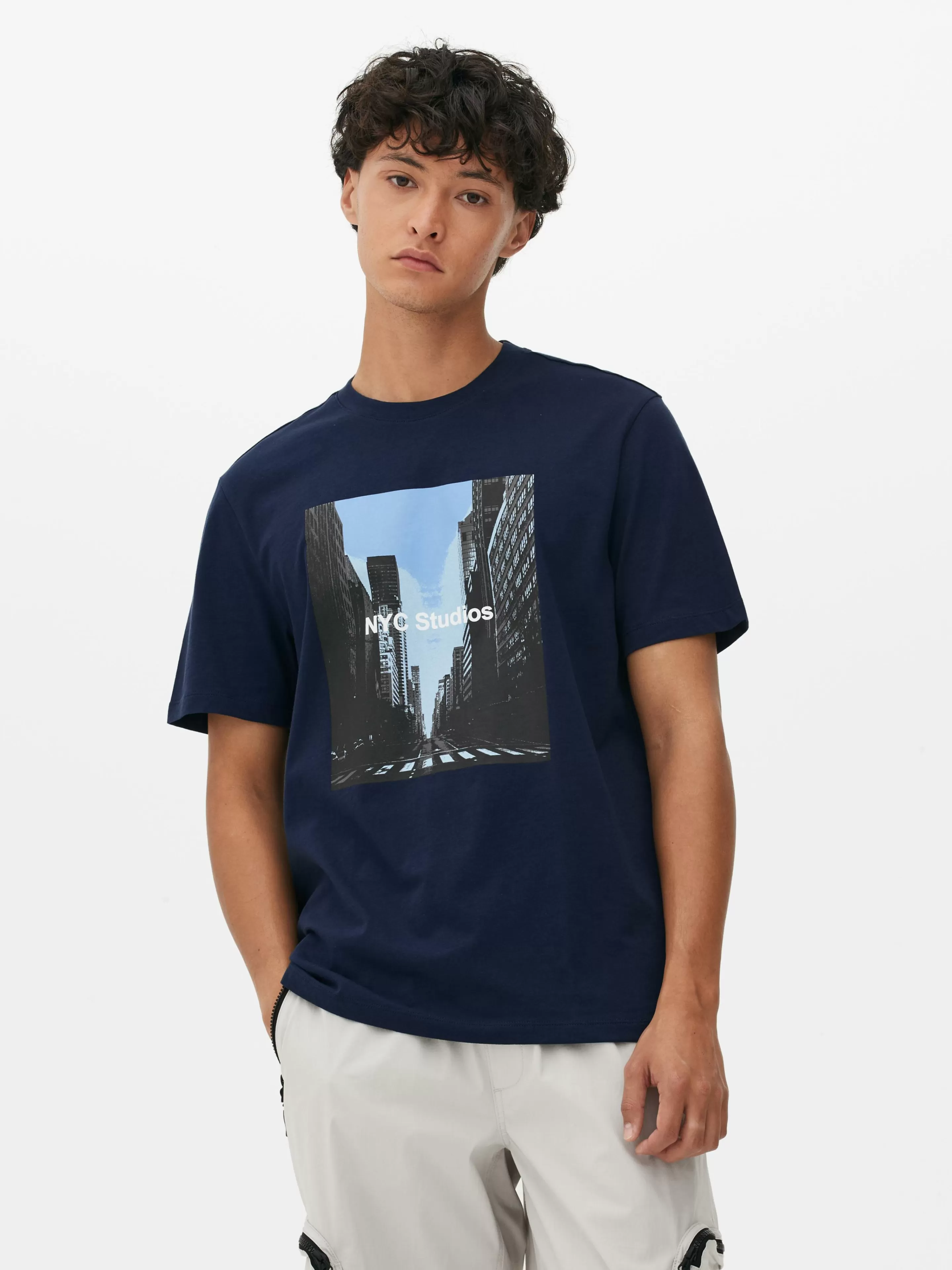 Hombre Primark Tops Y Camisetas | Camiseta Con Estampado Gráfico «NYC Studios»