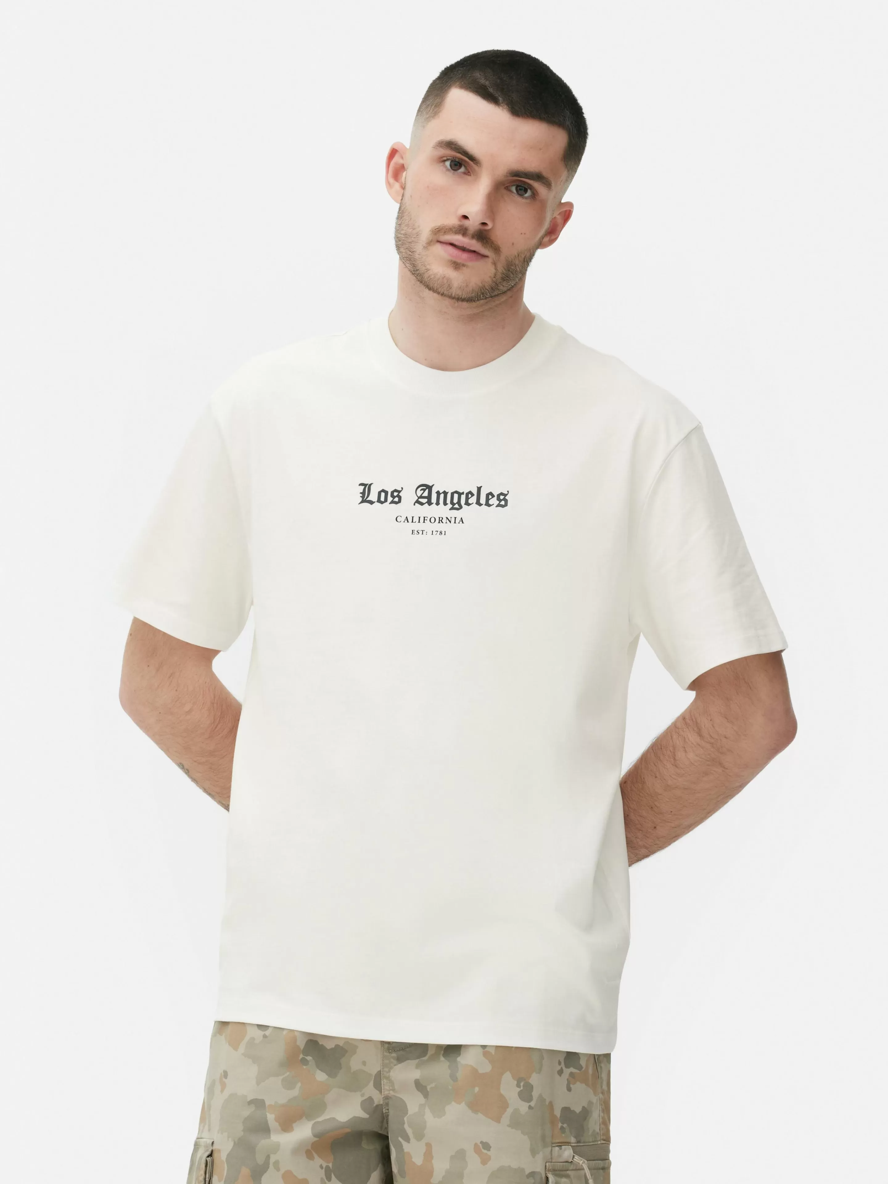 Hombre Primark Tops Y Camisetas | Camiseta Con Estampado «Los Angeles Statue»