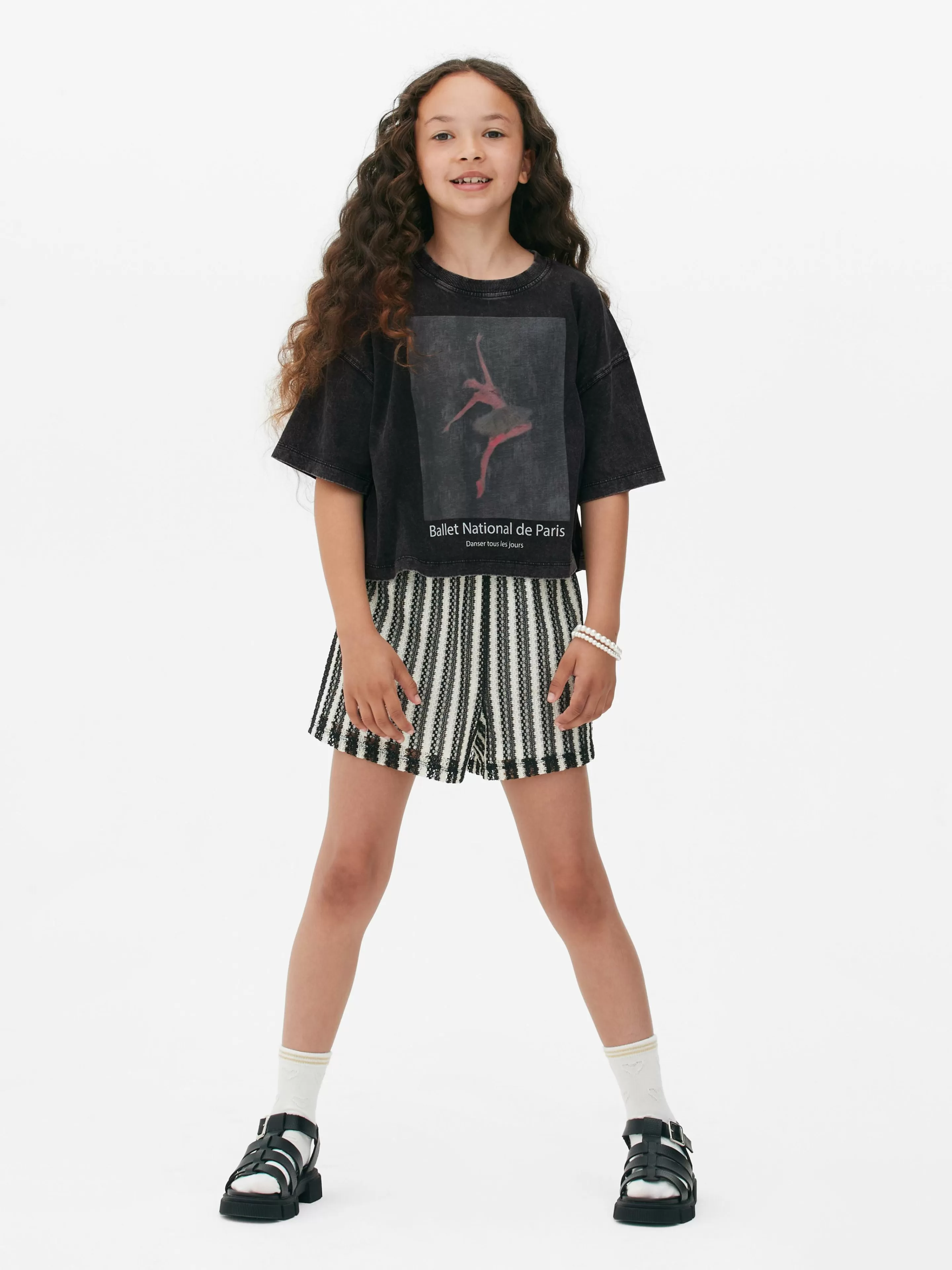 Niños Primark Tops Y Camisetas | Camiseta Corta Con Diseño De Bailarina Parisina