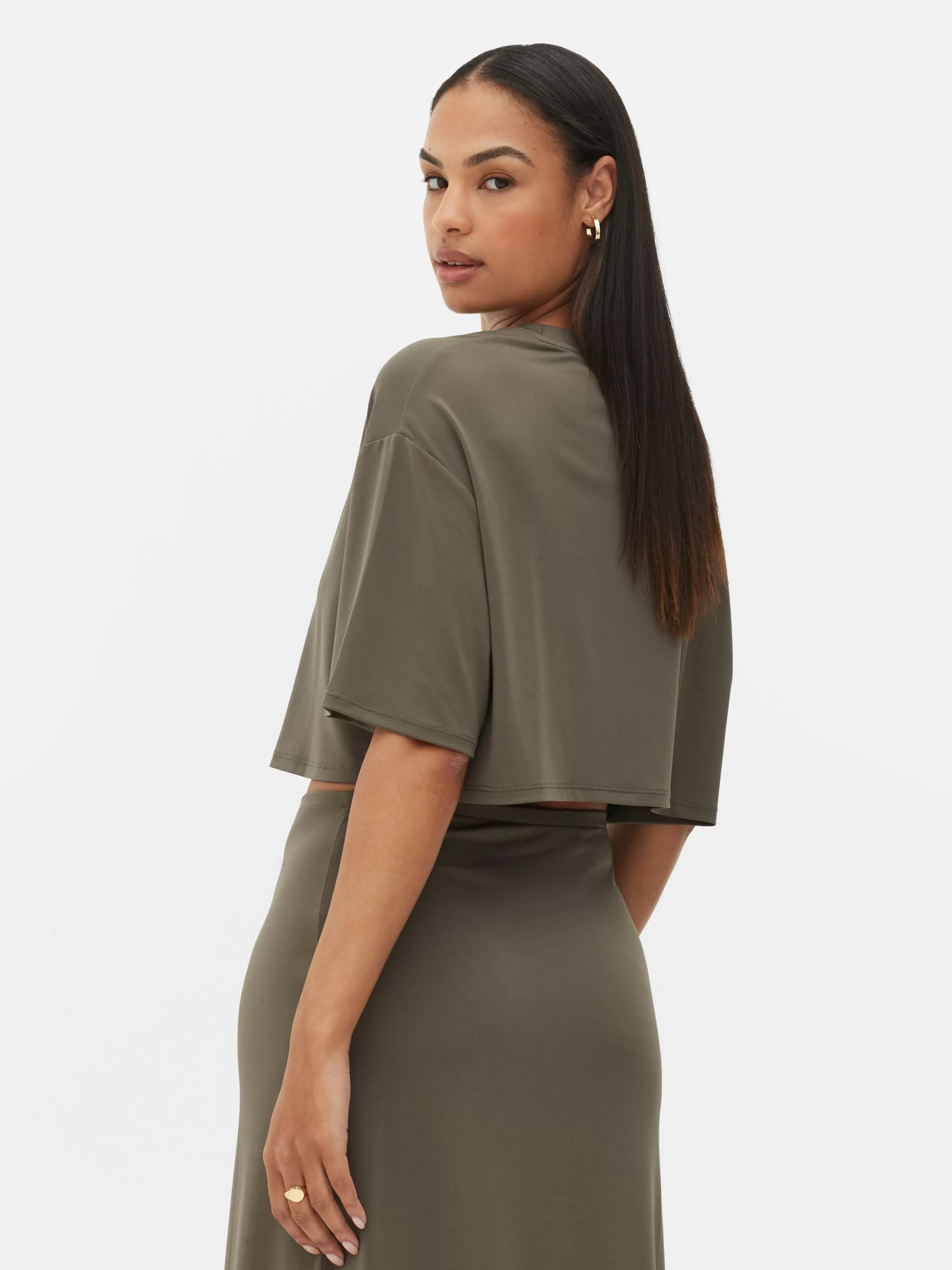 Mujer Primark Tops Y Camisetas | Camiseta Corta De Corte Cuadrado Combinable