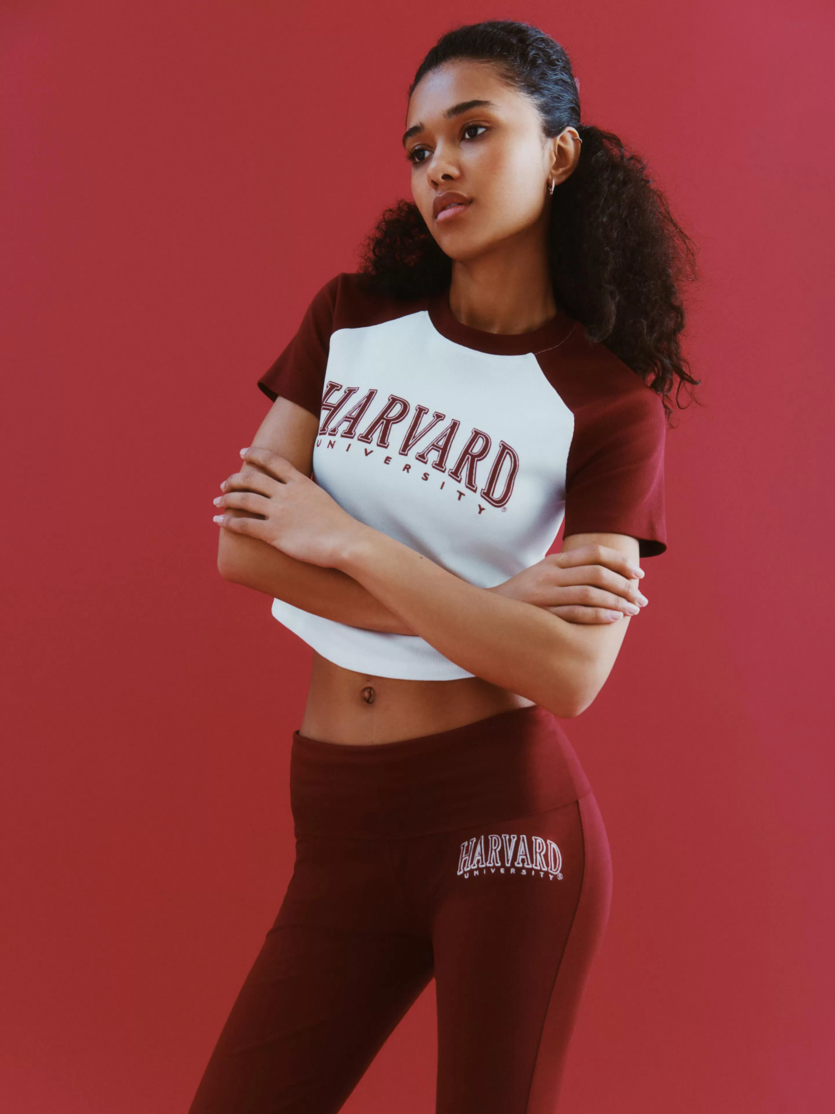 Mujer Primark Tops Y Camisetas | Camiseta Corta De Harvard Estilo Raglán