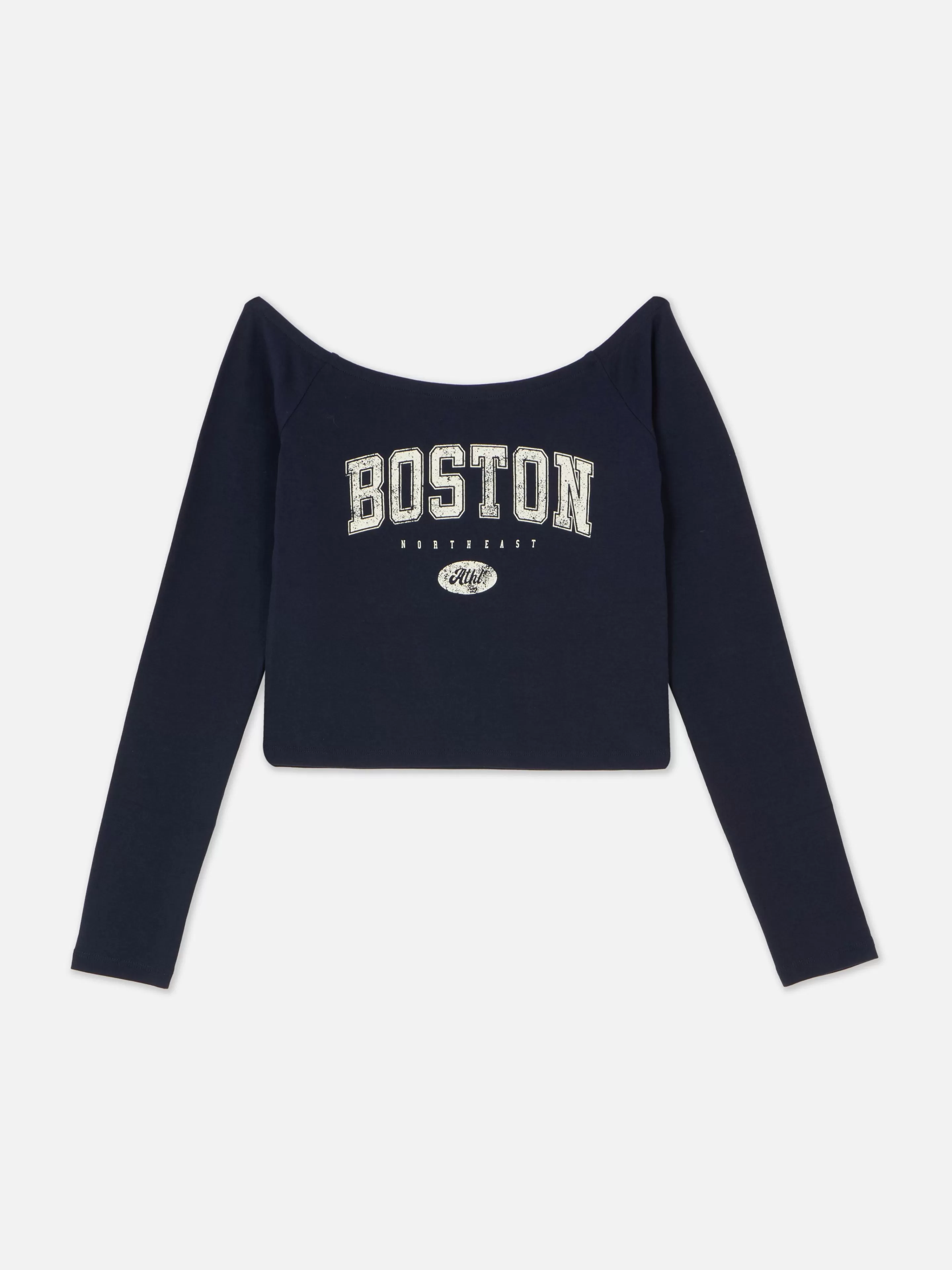 Mujer Primark Tops Y Camisetas | Camiseta Corta De Manga Larga Con Cuello Barco
