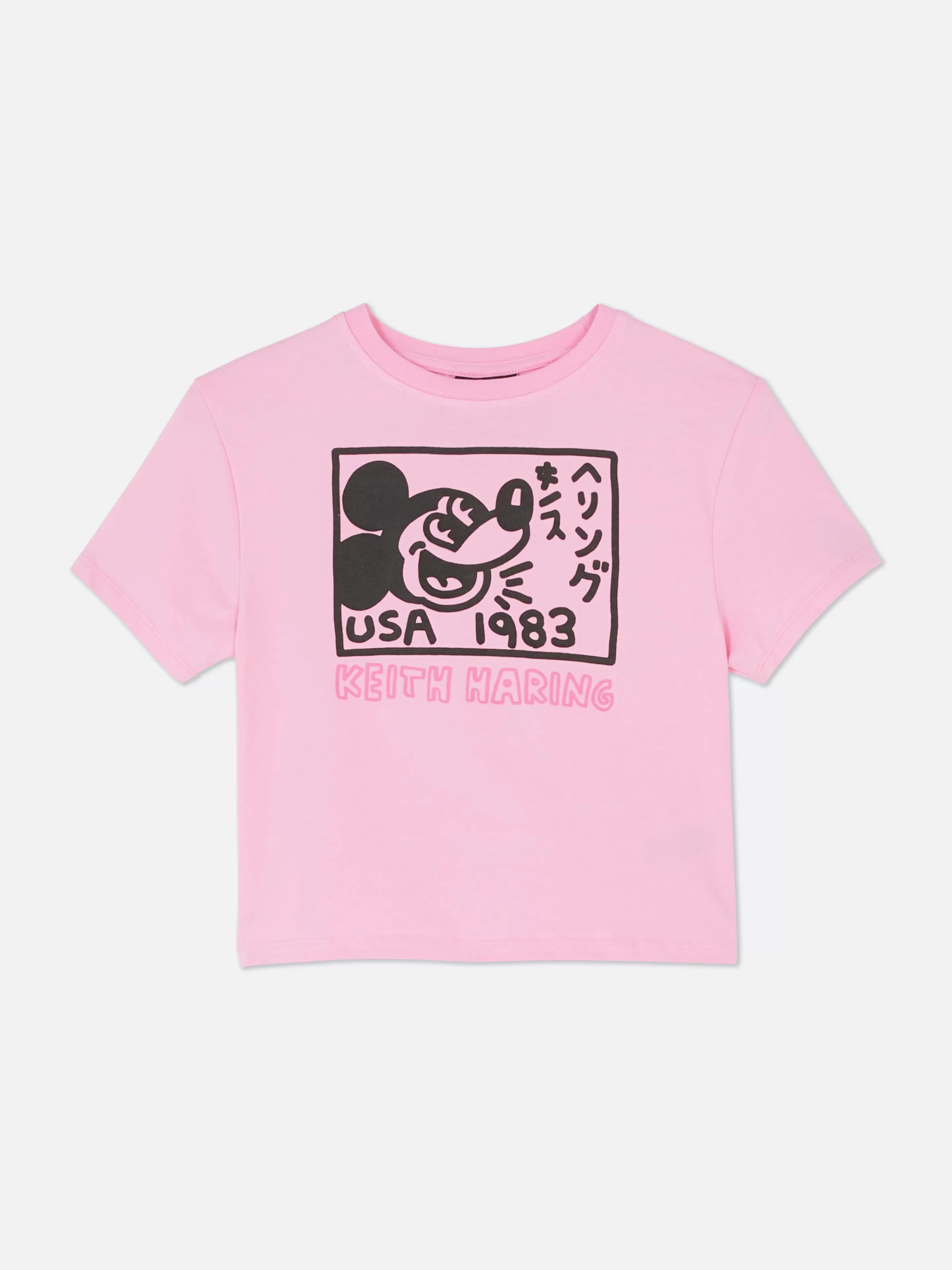 Mujer Primark Tops Y Camisetas | Camiseta Corta Mickey Mouse De Disney X Keith Haring
