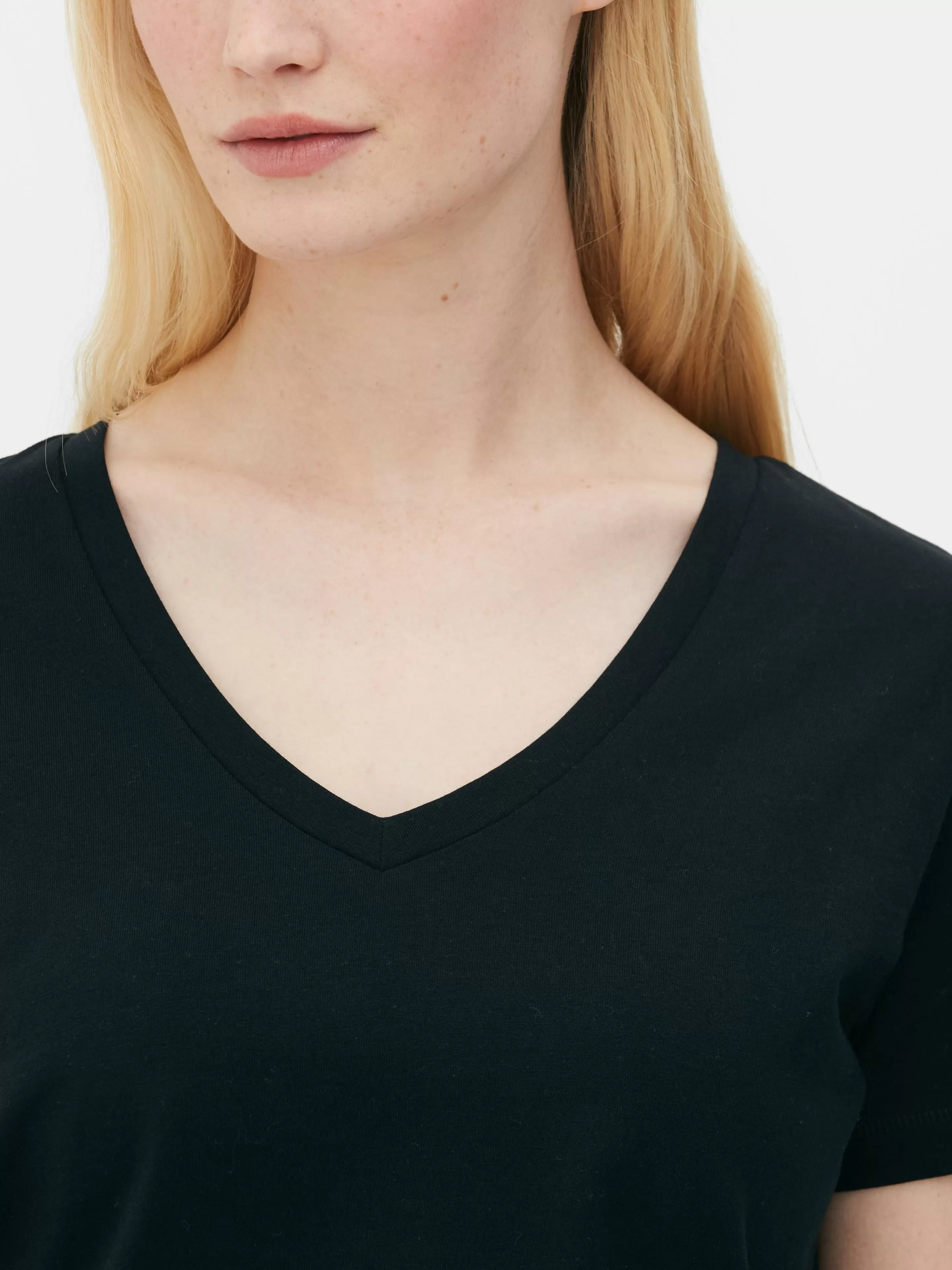 Mujer Primark Tops Y Camisetas | Camiseta De Corte Recto Con Cuello De Pico