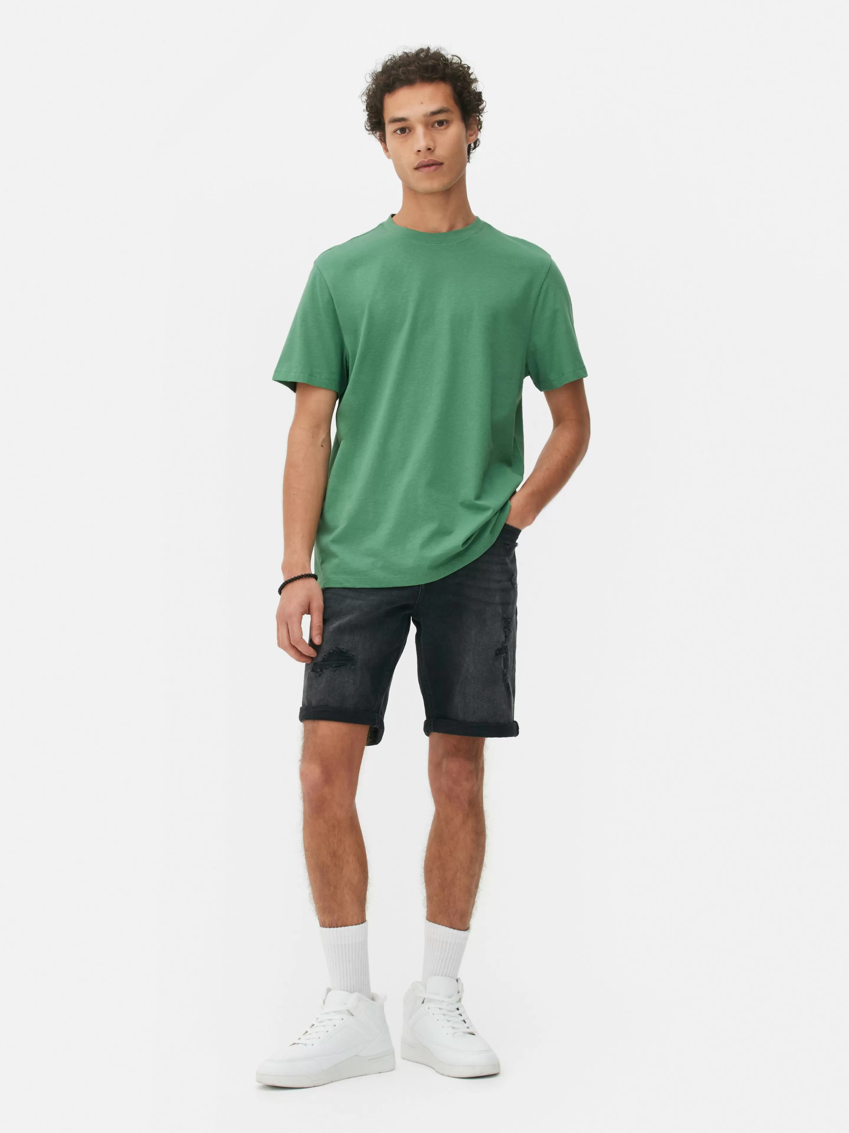 Hombre Primark Tops Y Camisetas | Camiseta De Cuello Redondo Y Corte Recto