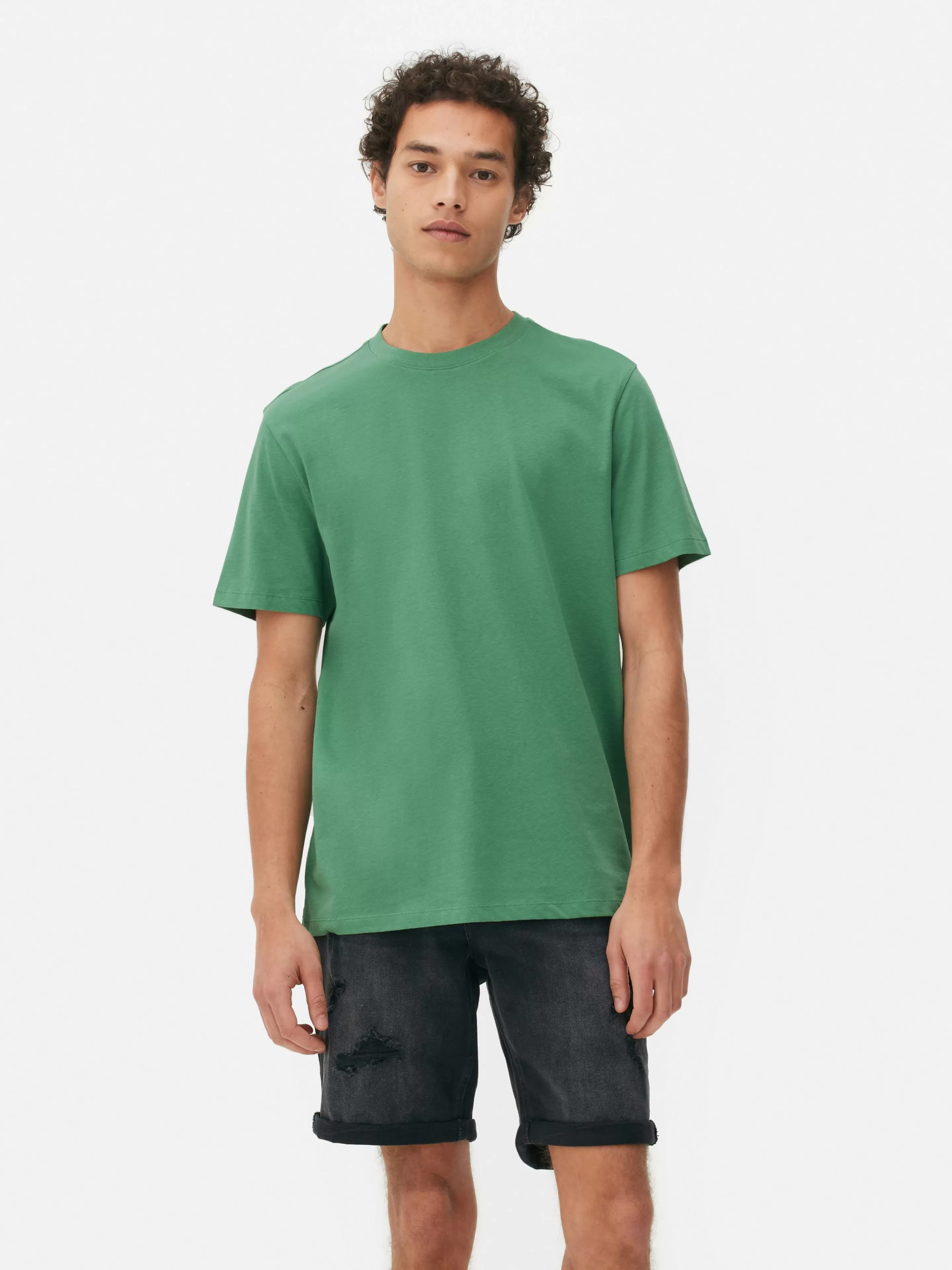 Hombre Primark Tops Y Camisetas | Camiseta De Cuello Redondo Y Corte Recto