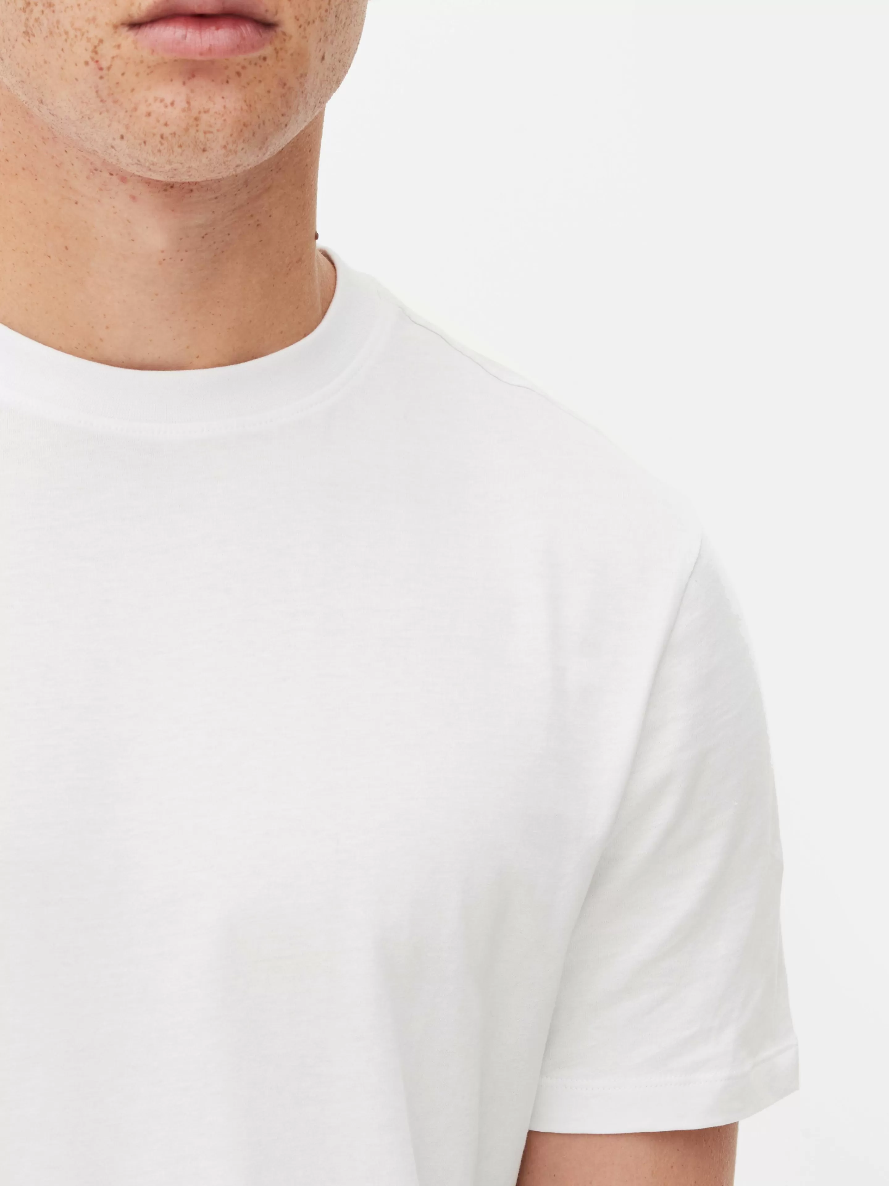 Hombre Primark Tops Y Camisetas | Camiseta De Cuello Redondo Y Corte Recto