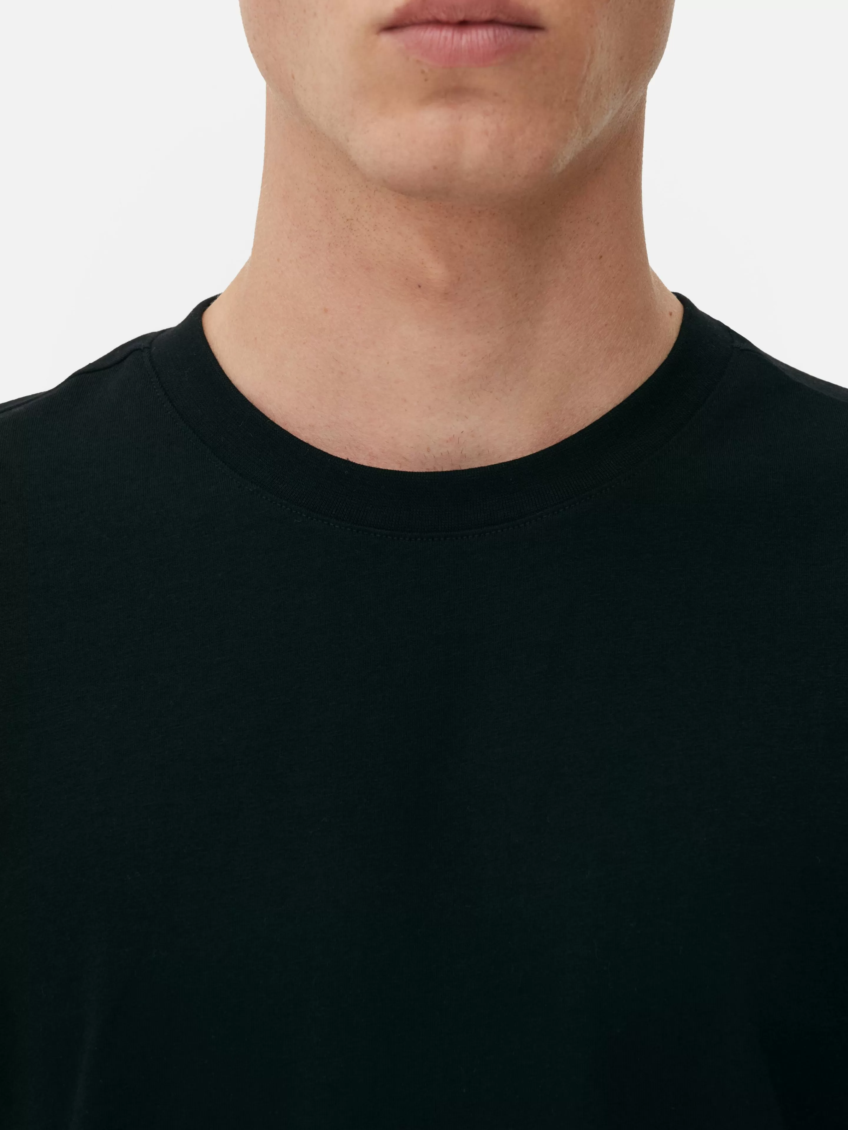 Hombre Primark Tops Y Camisetas | Camiseta De Cuello Redondo Y Corte Recto