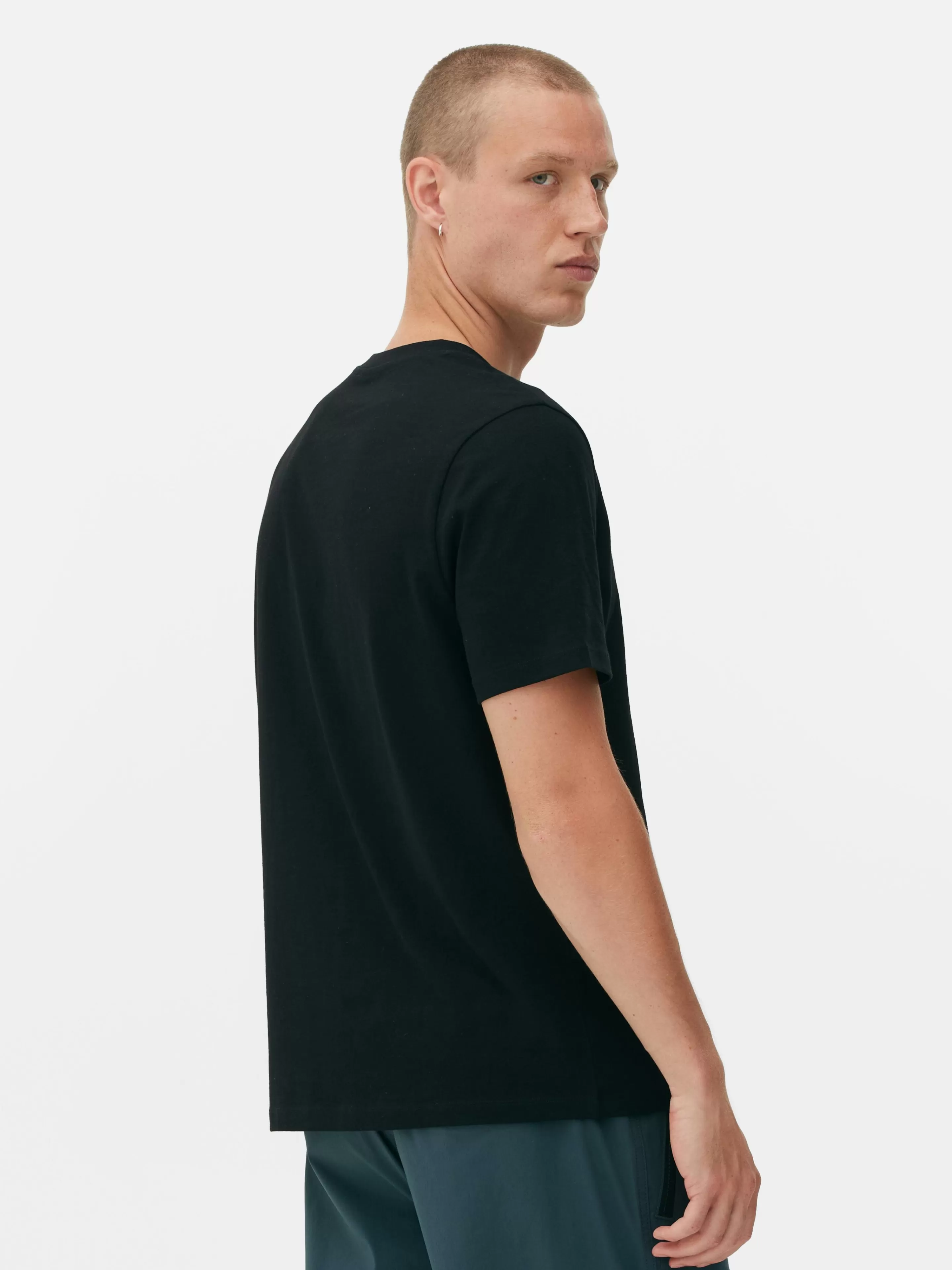 Hombre Primark Tops Y Camisetas | Camiseta De Cuello Redondo Y Corte Recto