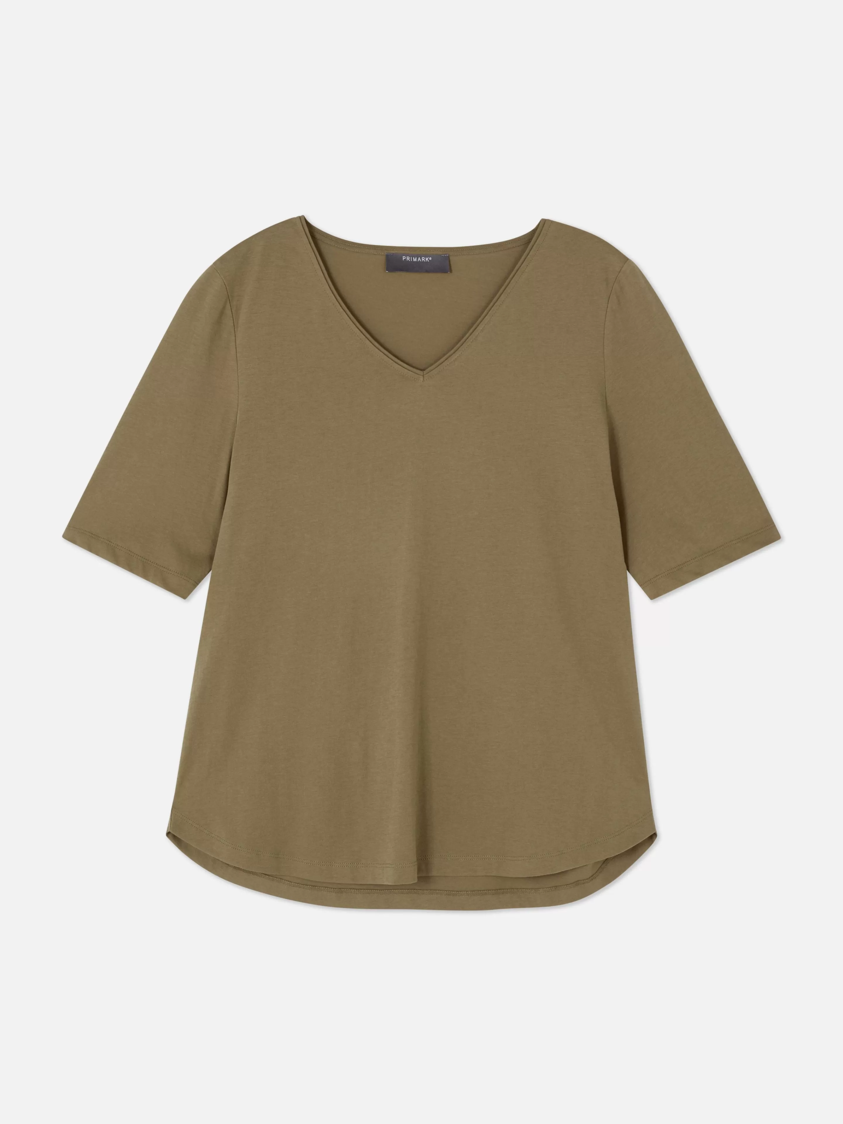 Mujer Primark Tops Y Camisetas | Camiseta De Manga Corta Con Cuello De Pico