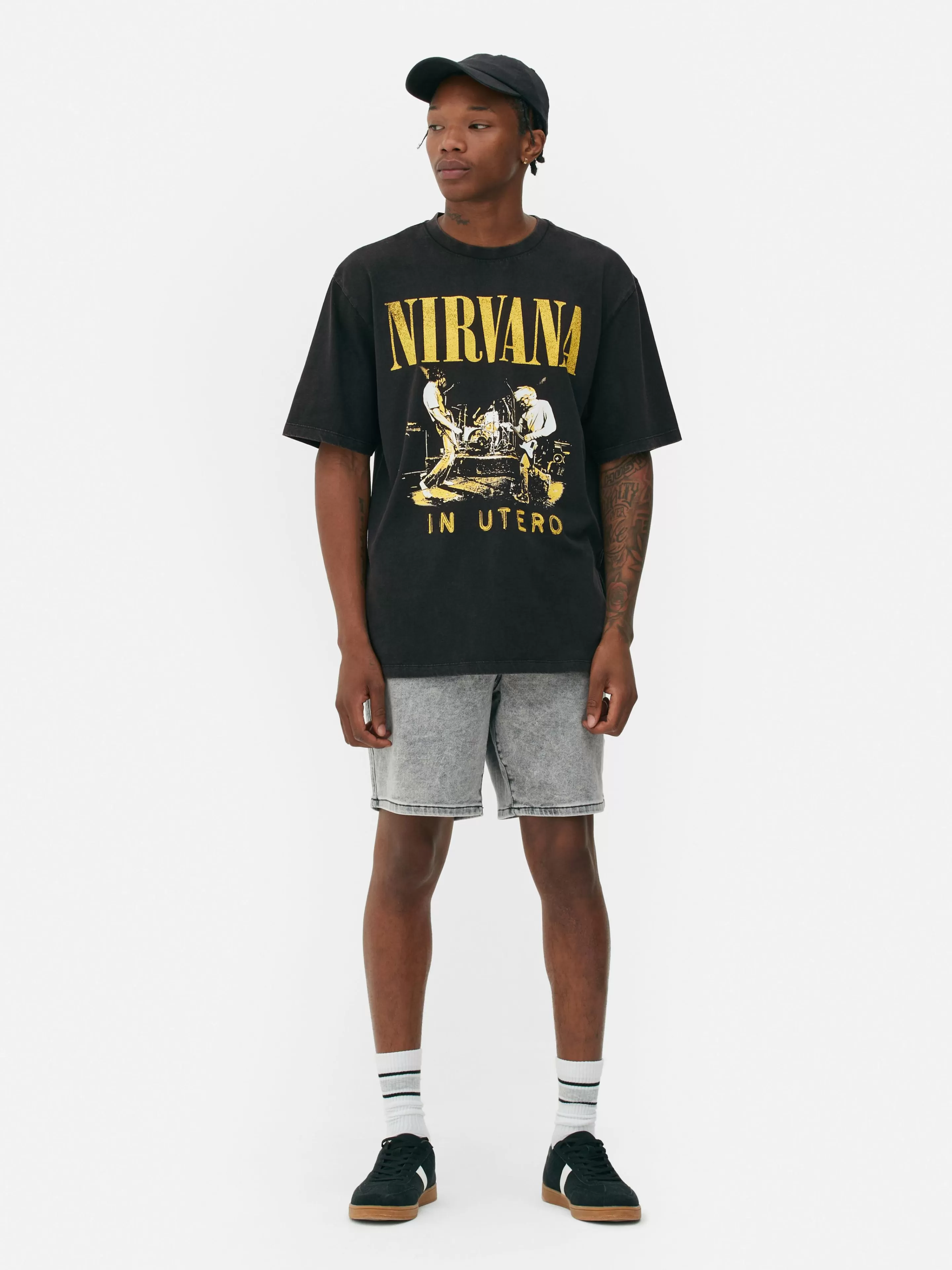 Hombre Primark Camisetas Y Sudaderas Con Estampado Gráfico | Tops Y Camisetas | Camiseta De Nirvana Con Efecto Lavado