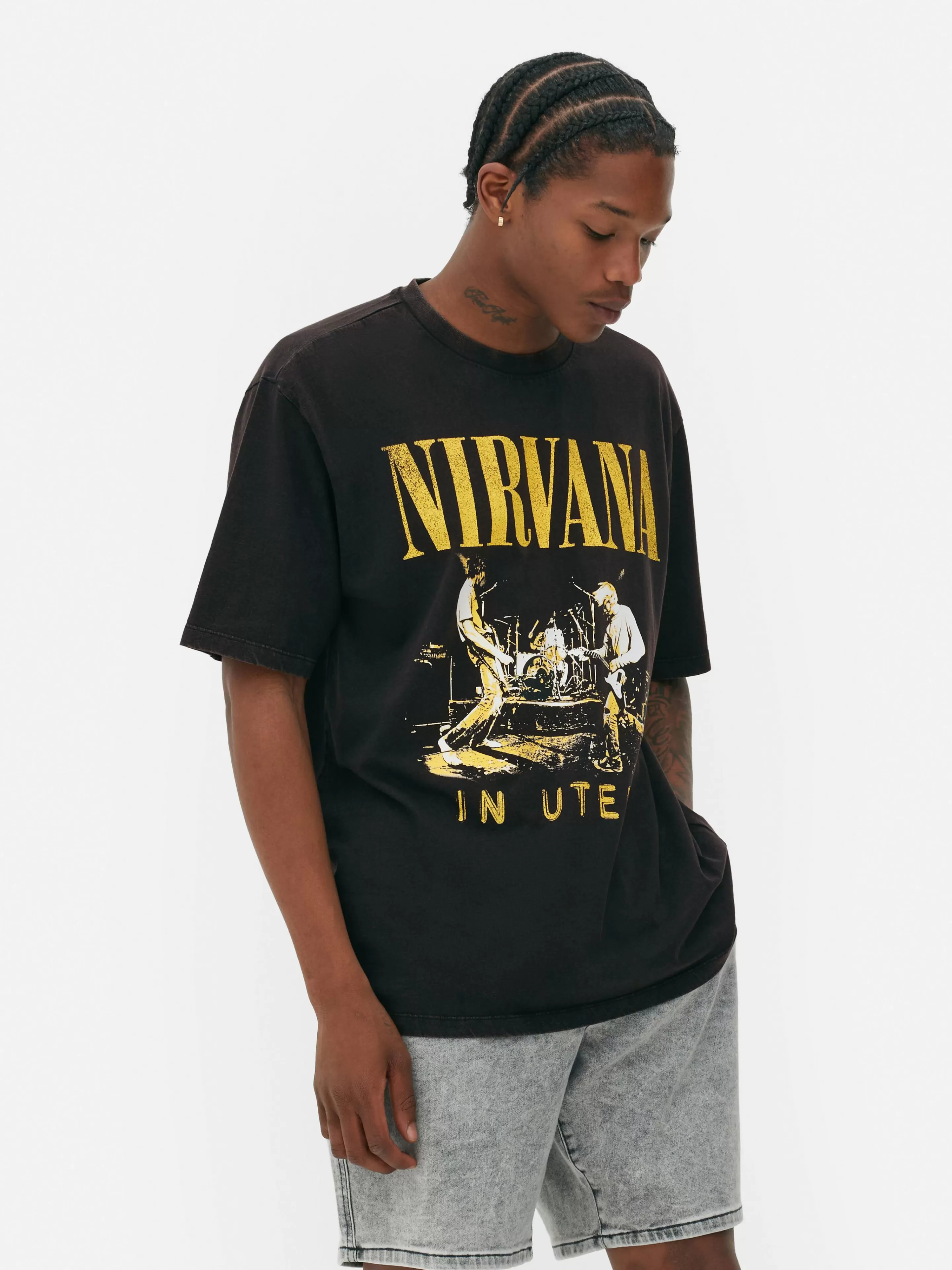 Hombre Primark Camisetas Y Sudaderas Con Estampado Gráfico | Tops Y Camisetas | Camiseta De Nirvana Con Efecto Lavado