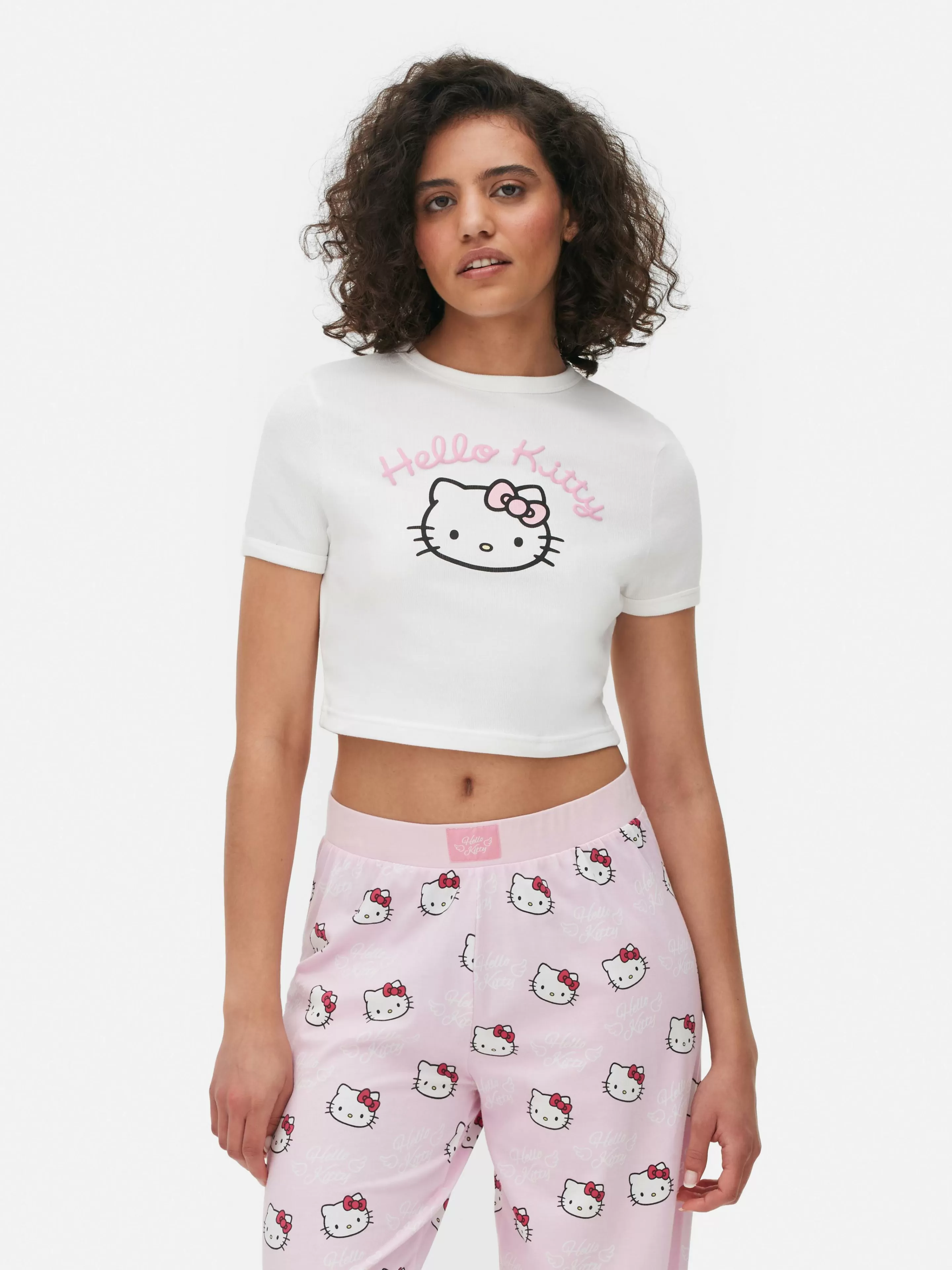 Mujer Primark Tops De Pijama | Camiseta De Pijama Corta Y Ceñida De Hello Kitty