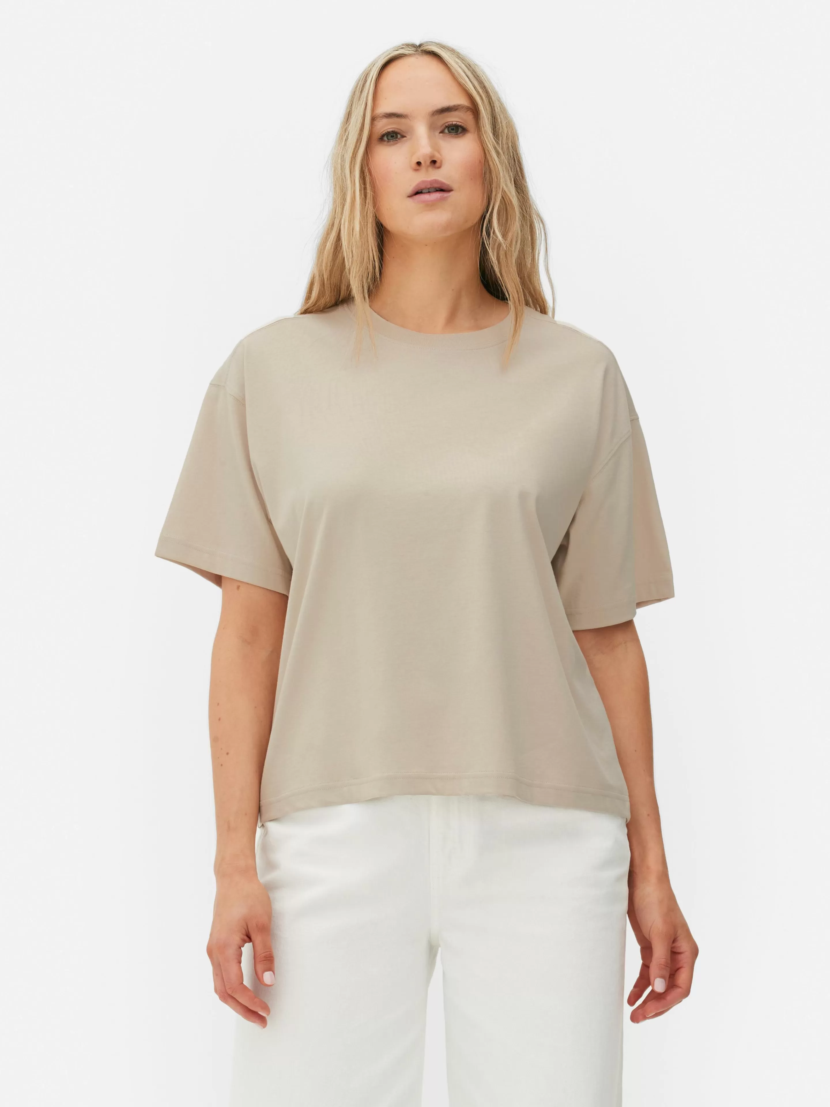 Mujer Primark Tops Y Camisetas | Camiseta Extragrande De Corte Cuadrado