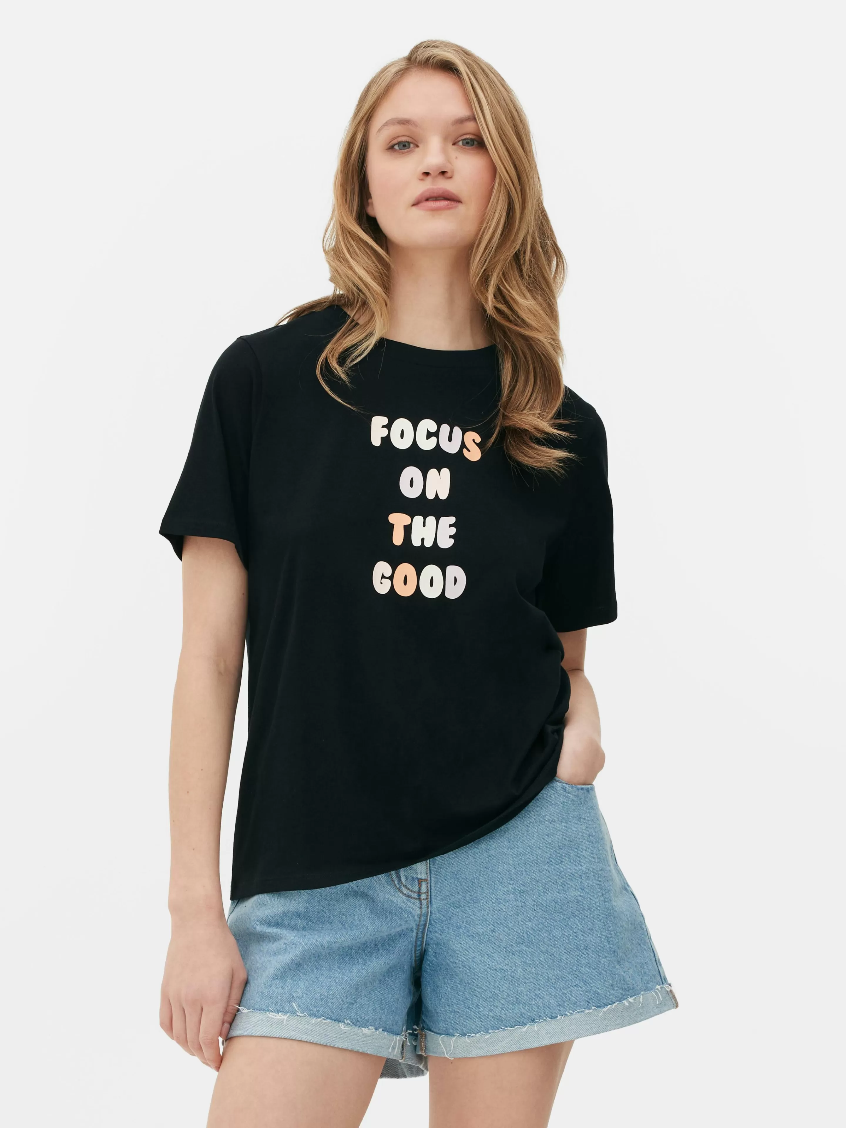 Mujer Primark Tops Y Camisetas | Camiseta Gráfica De Corte Recto