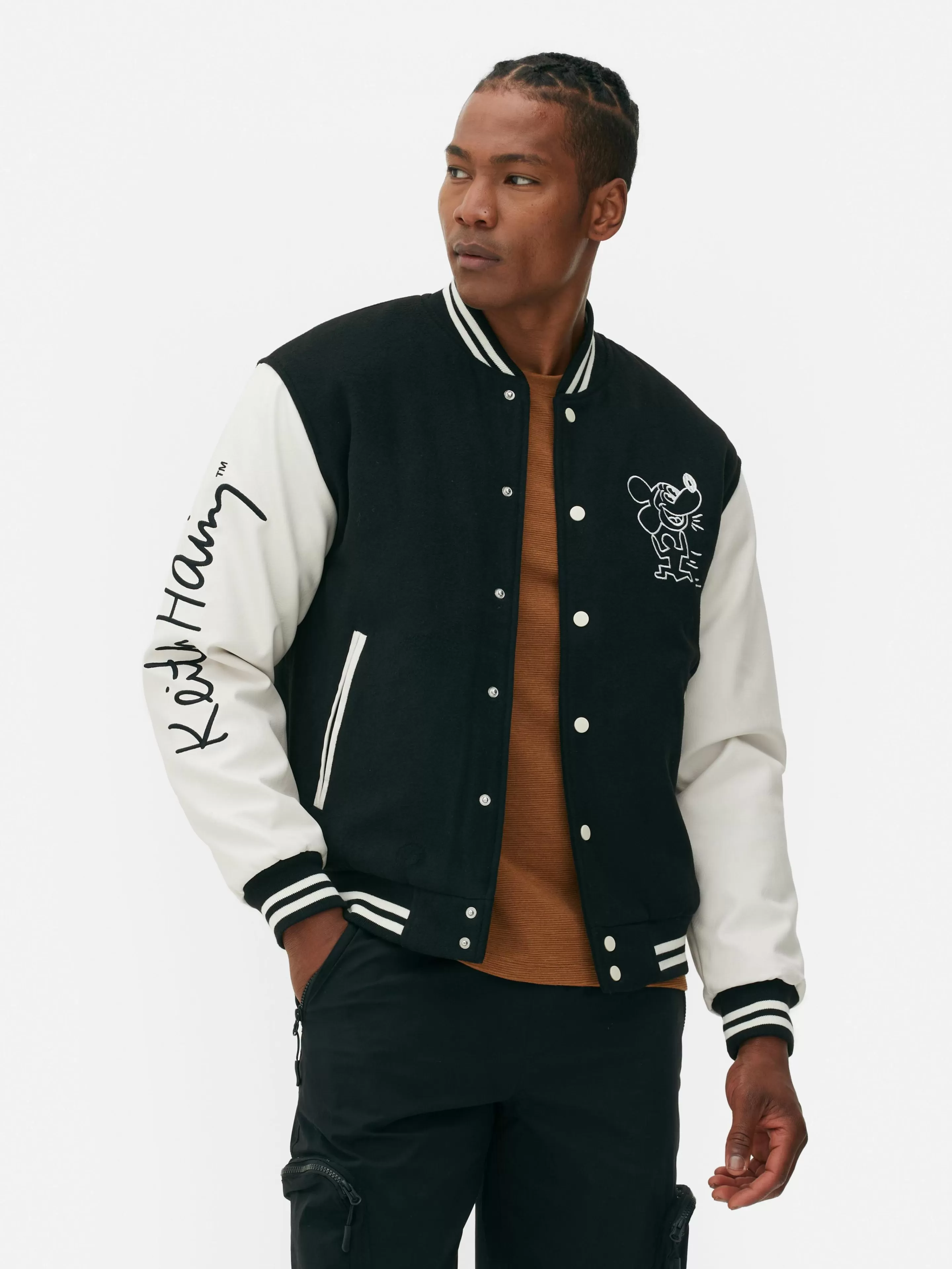 Hombre Primark Abrigos Y Chaquetas | Chaqueta Universitaria De Keith Haring Para Disney