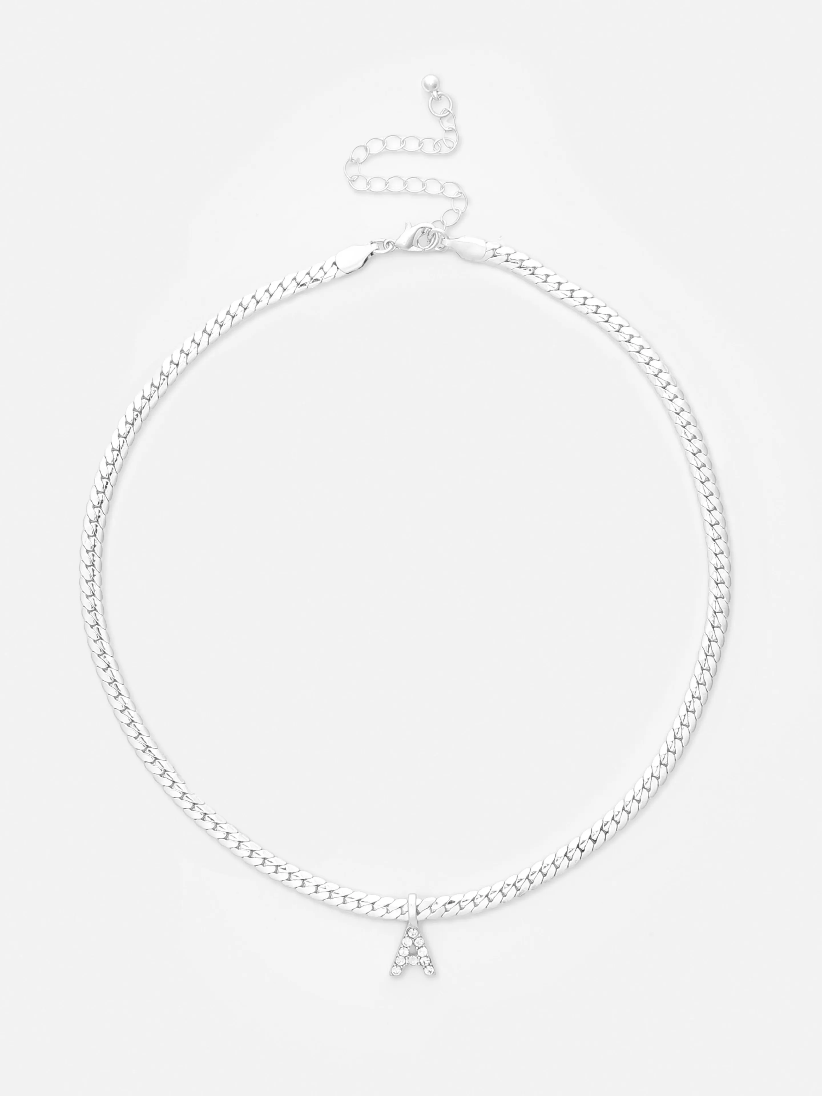 Mujer Primark Bisutería | Collar De Cadena De Serpiente Con Inicial De Strass