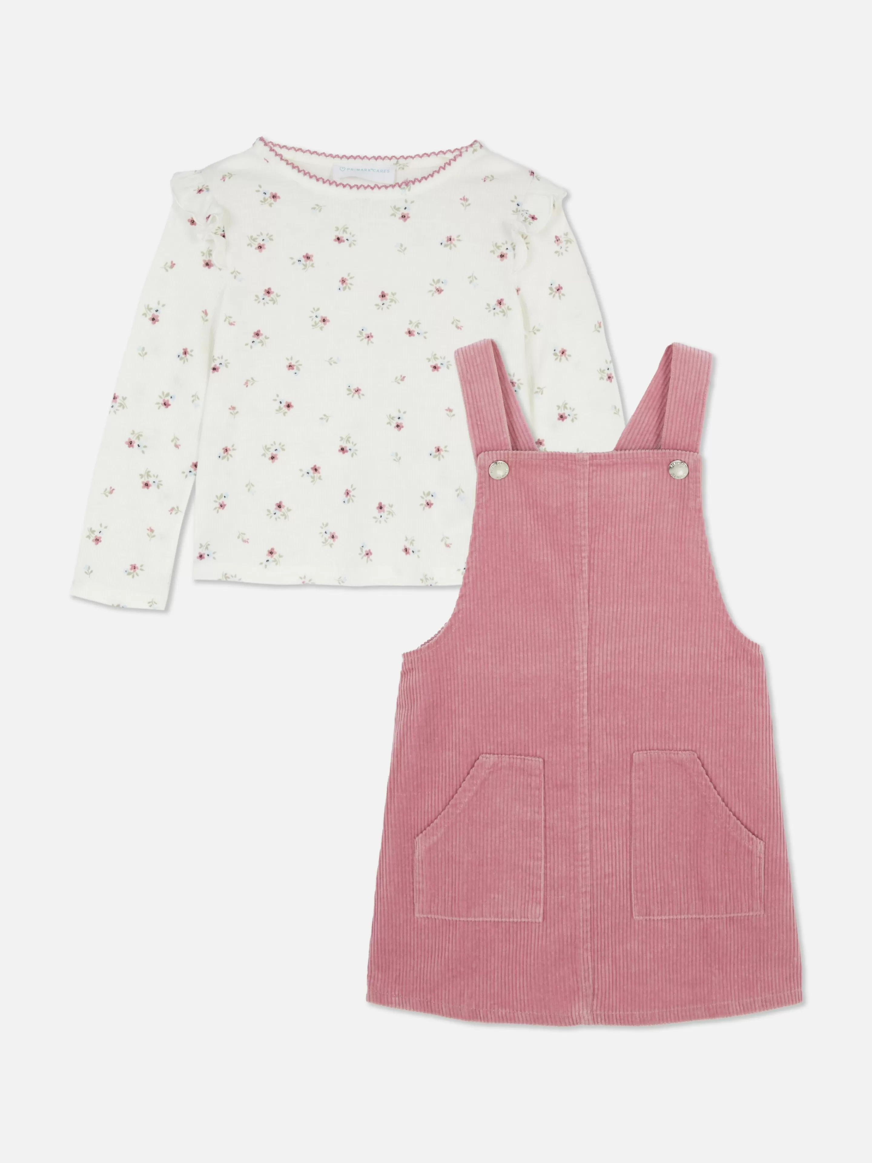 Niños Primark Conjuntos Y Sets | Conjunto De Camiseta Floral Y Pichi De Pana