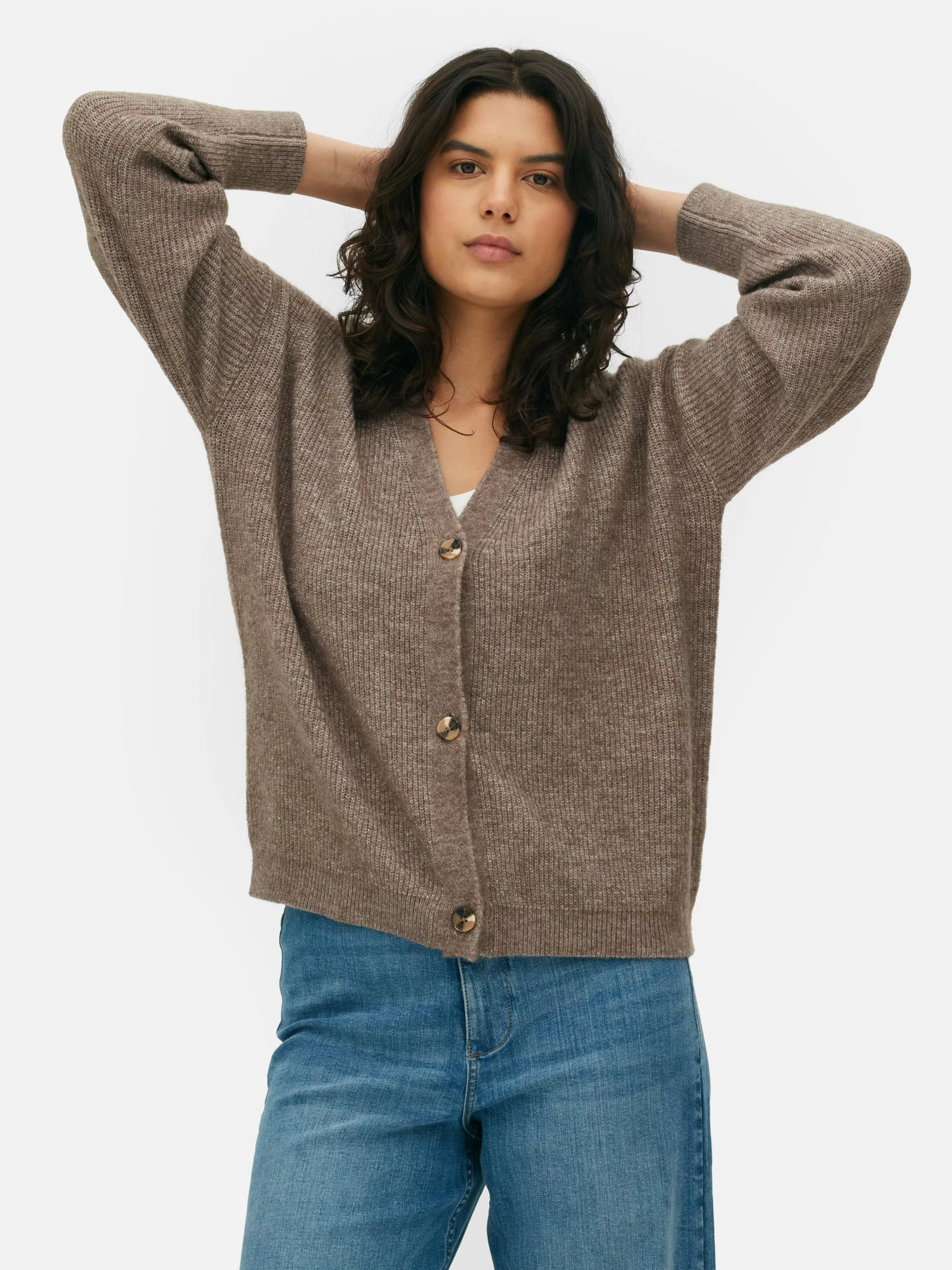 Mujer Primark Jerseys Y Cárdigans | Cárdigan Con Cuello De Pico Y Corte Holgado