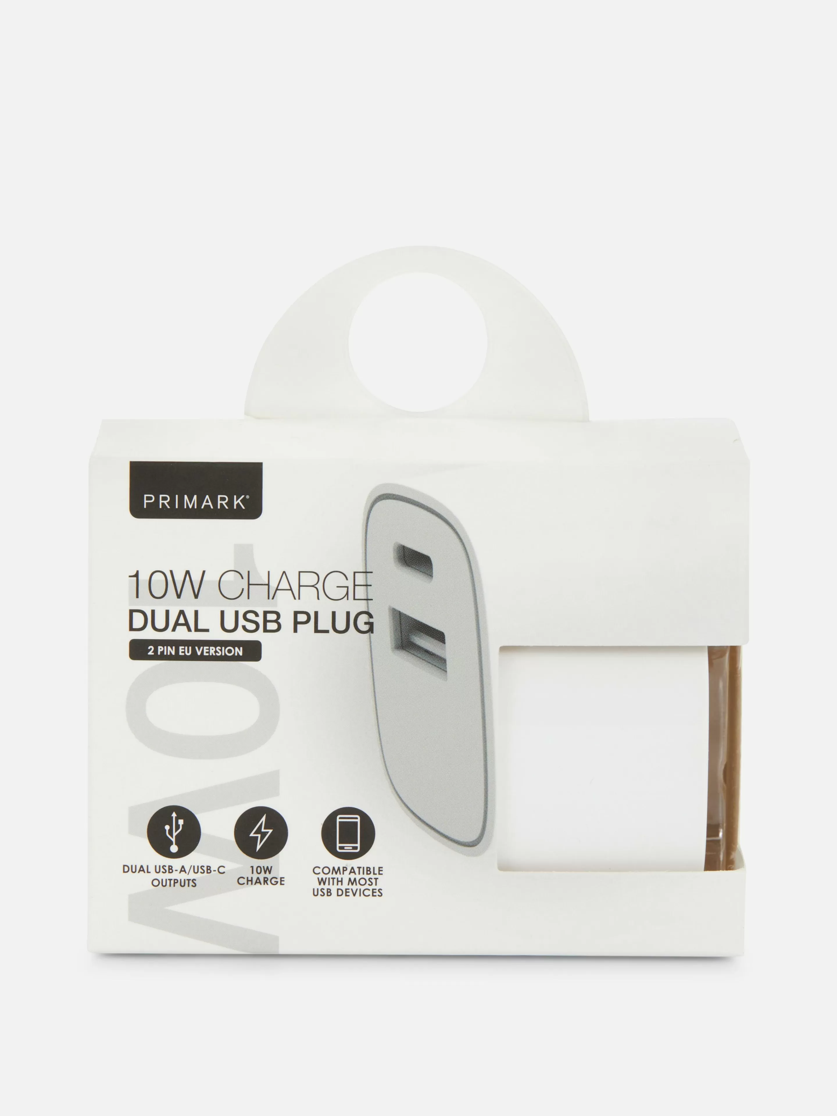 Primark Cargadores | Enchufe De Doble Clavija Y Dos Entradas USB De 10 W
