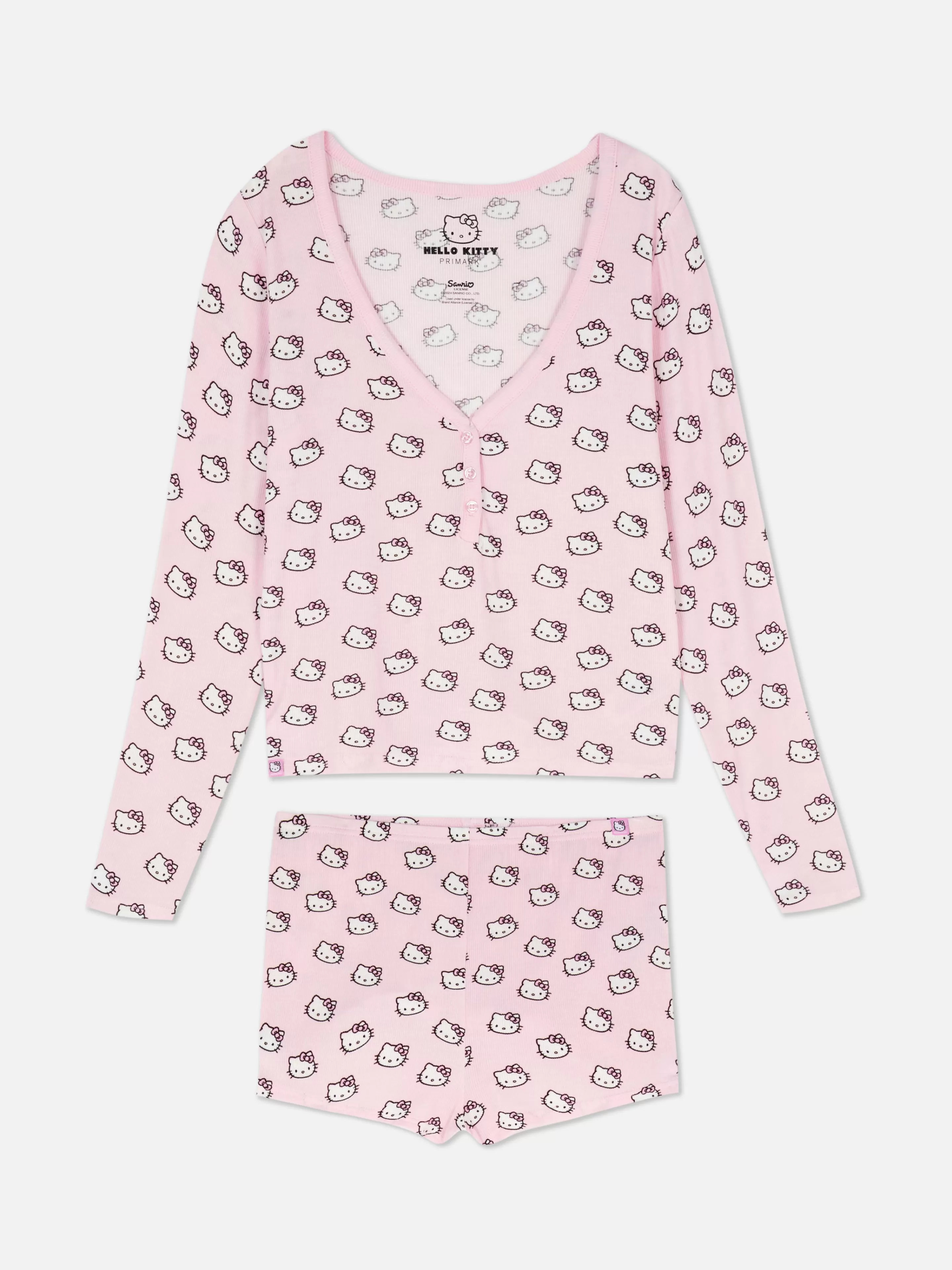 Mujer Primark Sets De Pijamas | Hello Kitty Long Sleeve Top And Shorts Pyjamas