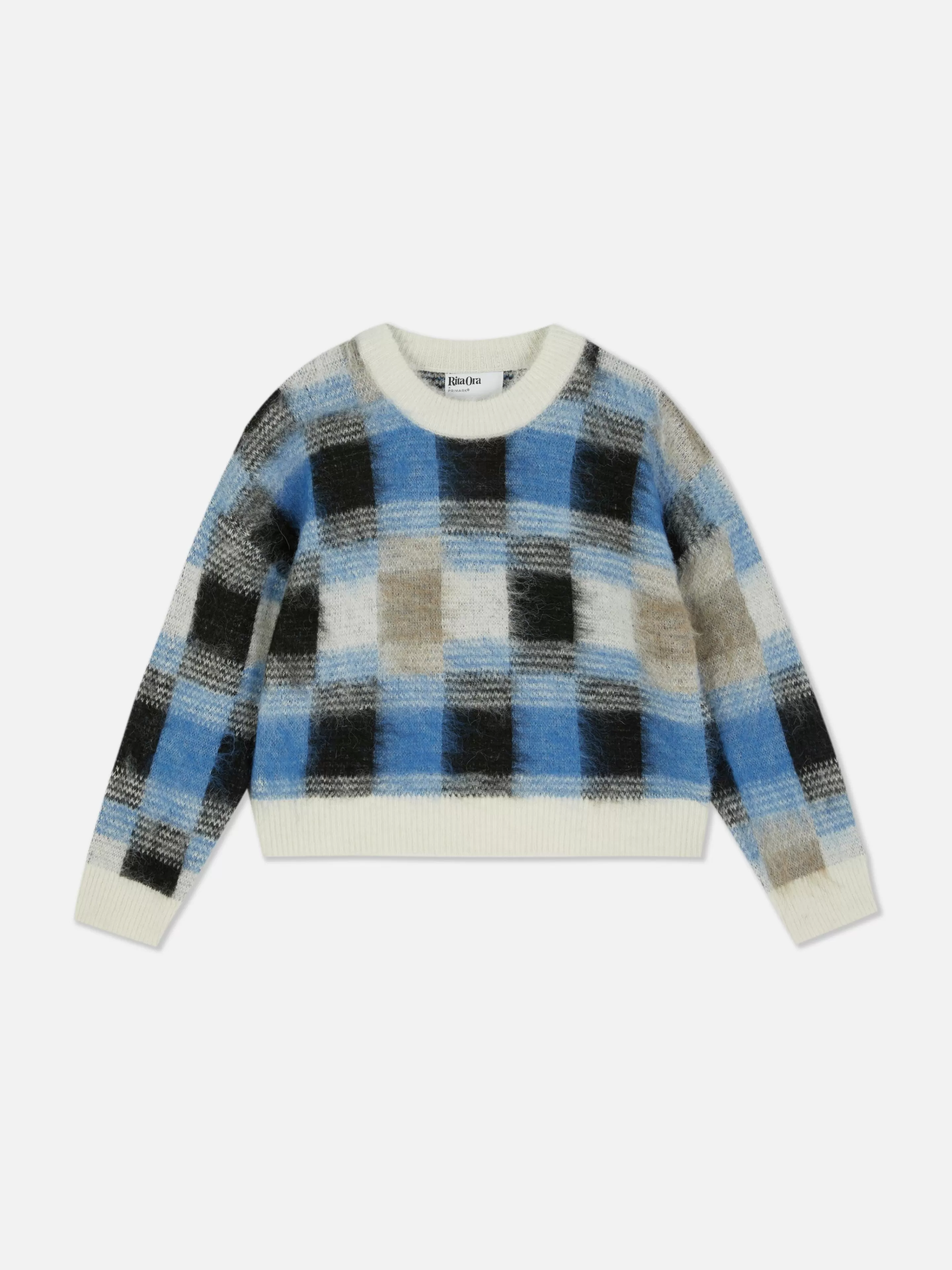 Mujer Primark Jerseys Y Cárdigans | Jersey A Cuadros Con Acabado Cepillado De Rita Ora