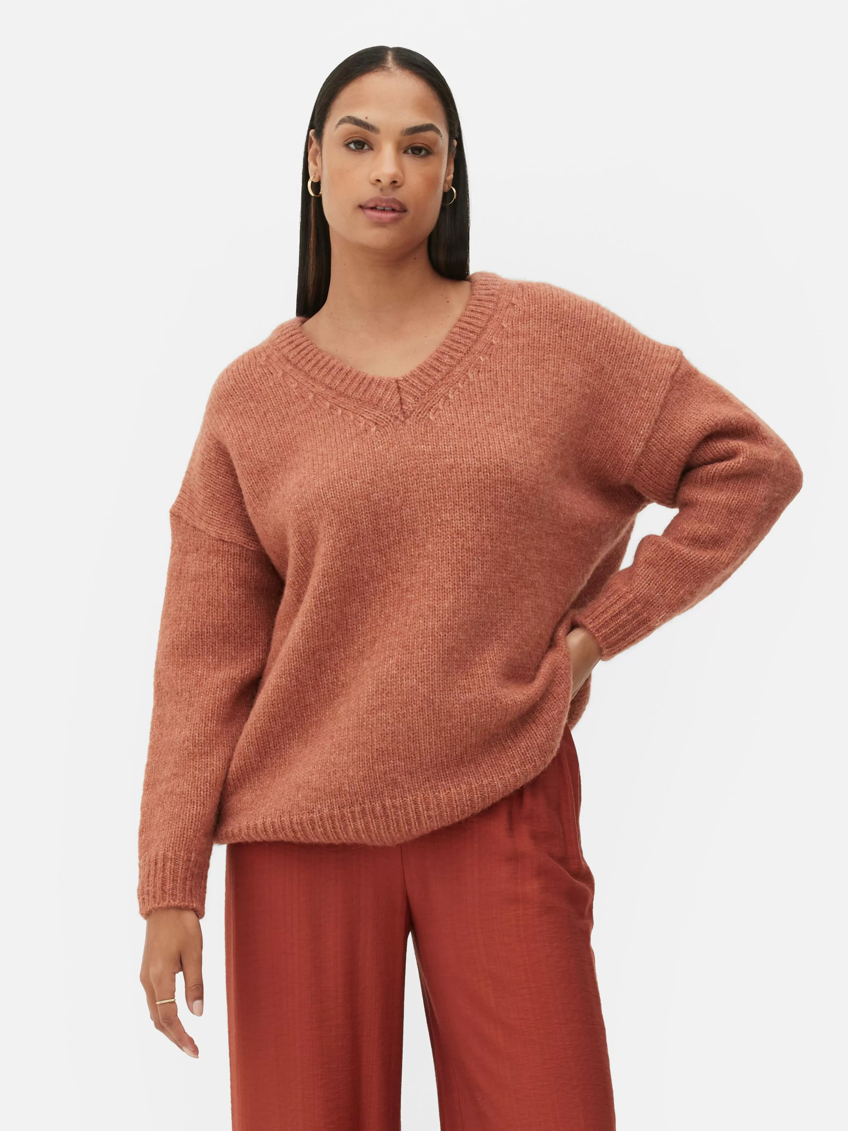 Mujer Primark Jerseys Y Cárdigans | Jersey De Corte Recto Con Cuello De Pico
