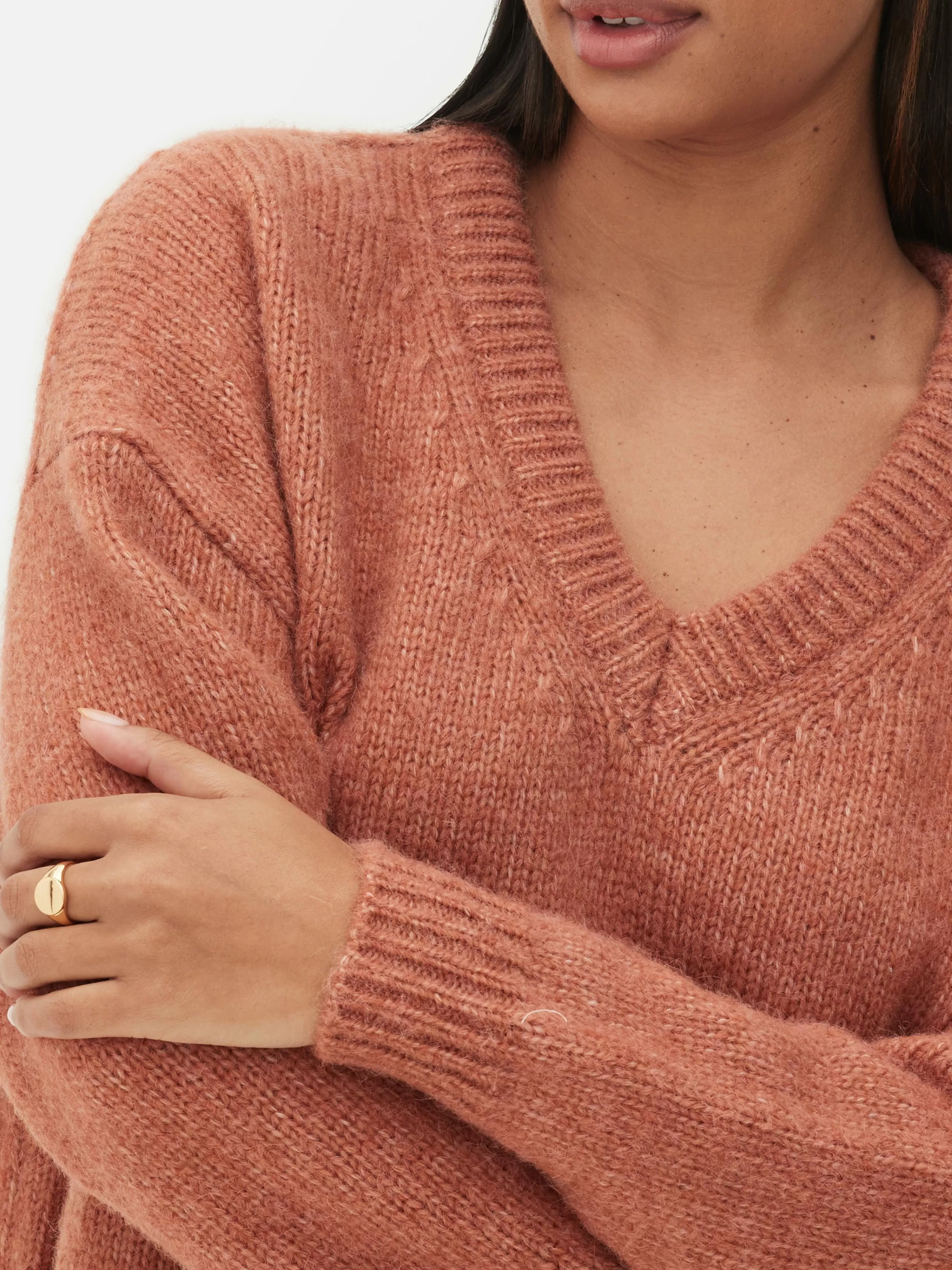 Mujer Primark Jerseys Y Cárdigans | Jersey De Corte Recto Con Cuello De Pico
