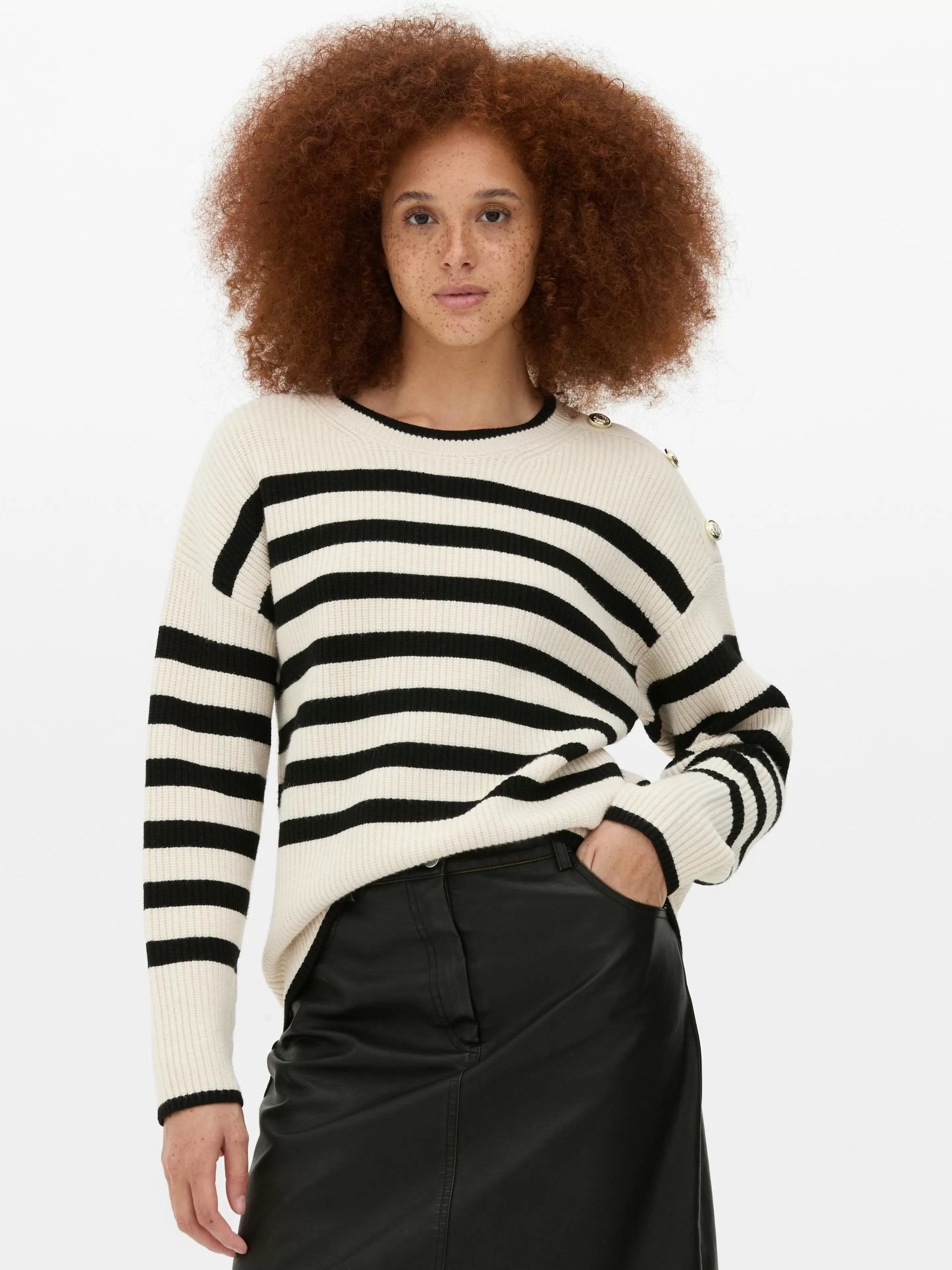 Mujer Primark Jerseys Y Cárdigans | Jersey De Cuello Redondo Con Botones Decorativos