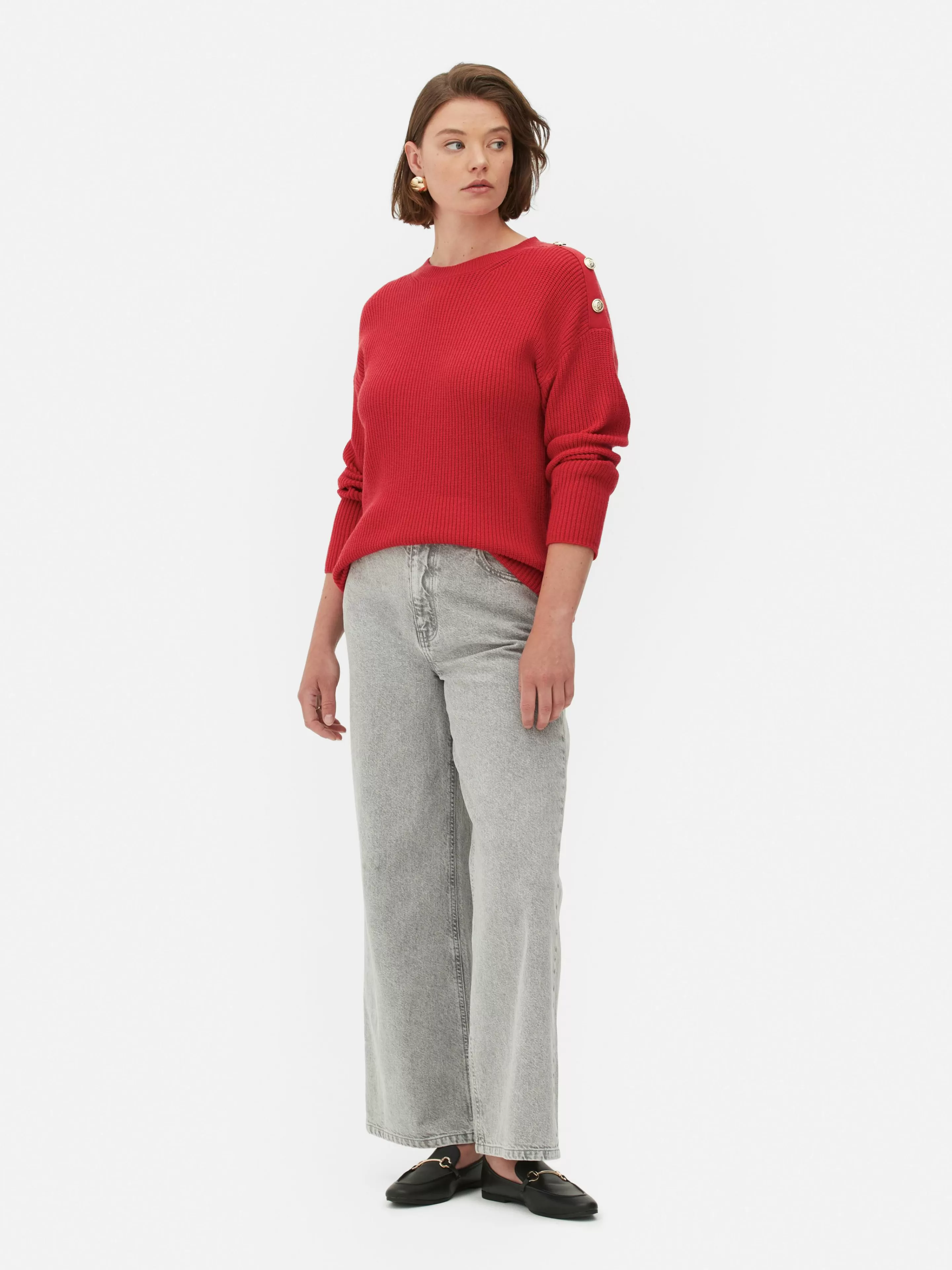 Mujer Primark Jerseys Y Cárdigans | Jersey De Cuello Redondo Con Botones Decorativos