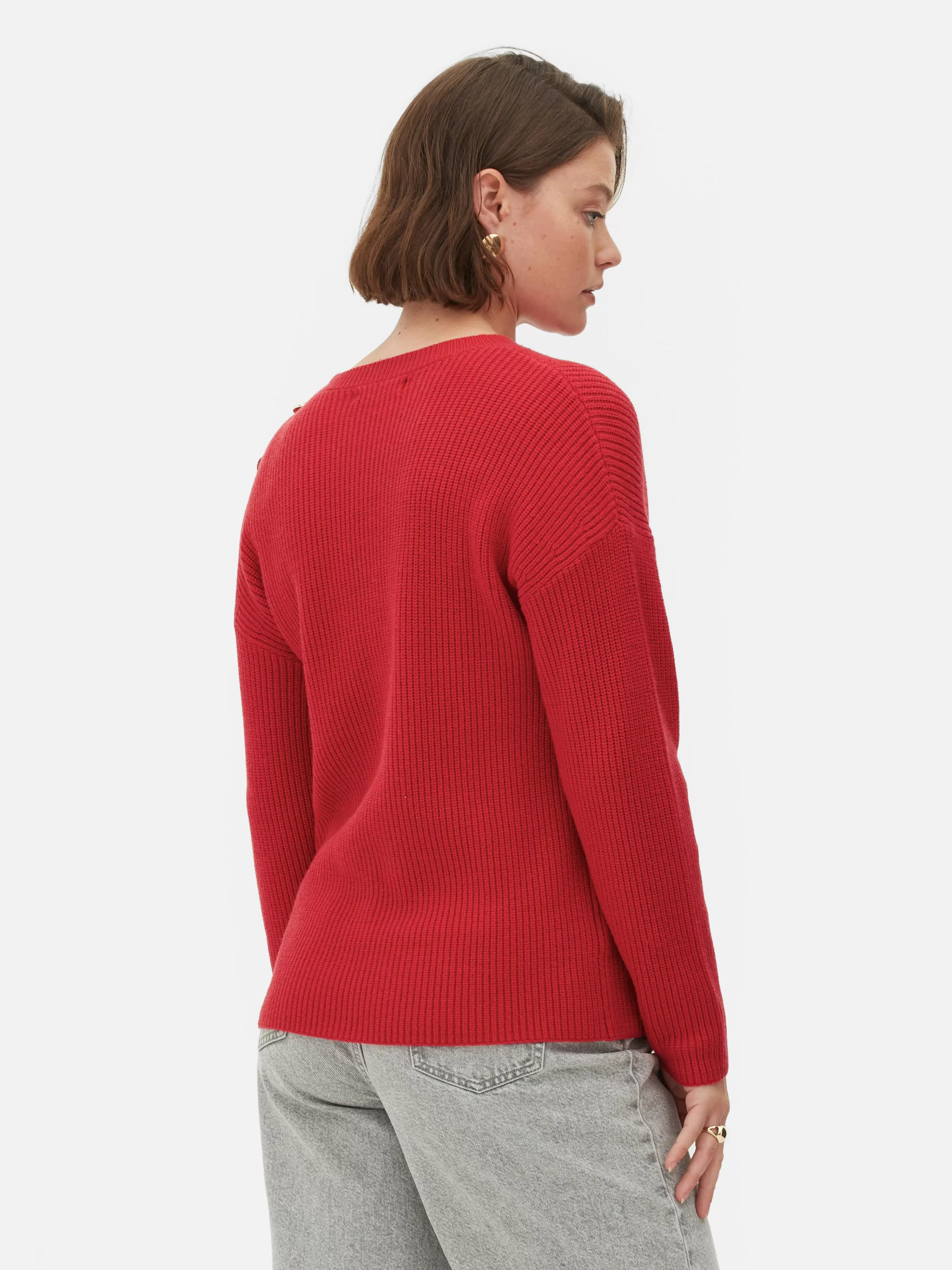 Mujer Primark Jerseys Y Cárdigans | Jersey De Cuello Redondo Con Botones Decorativos