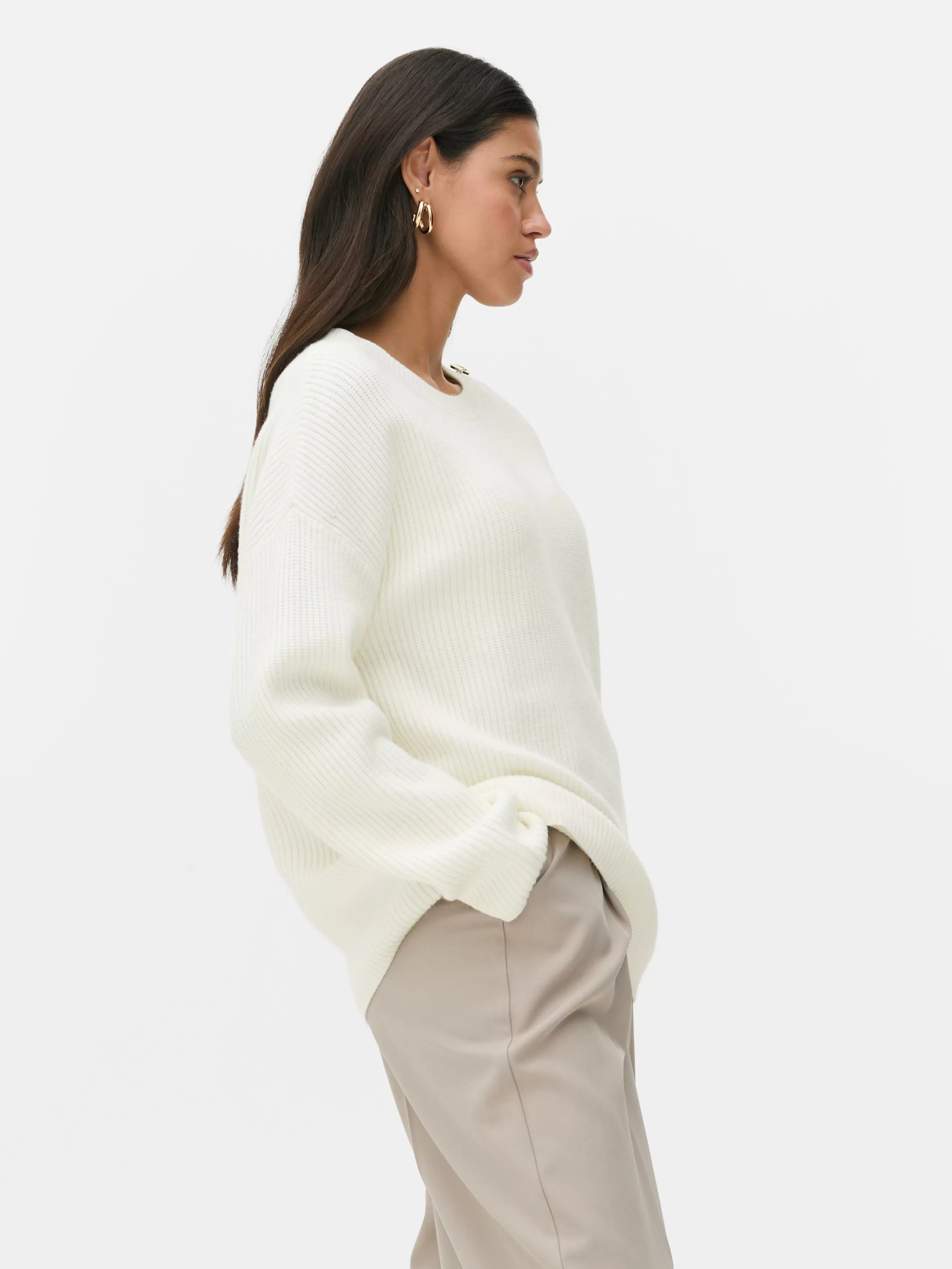 Mujer Primark Jerseys Y Cárdigans | Jersey De Cuello Redondo Con Botones Decorativos
