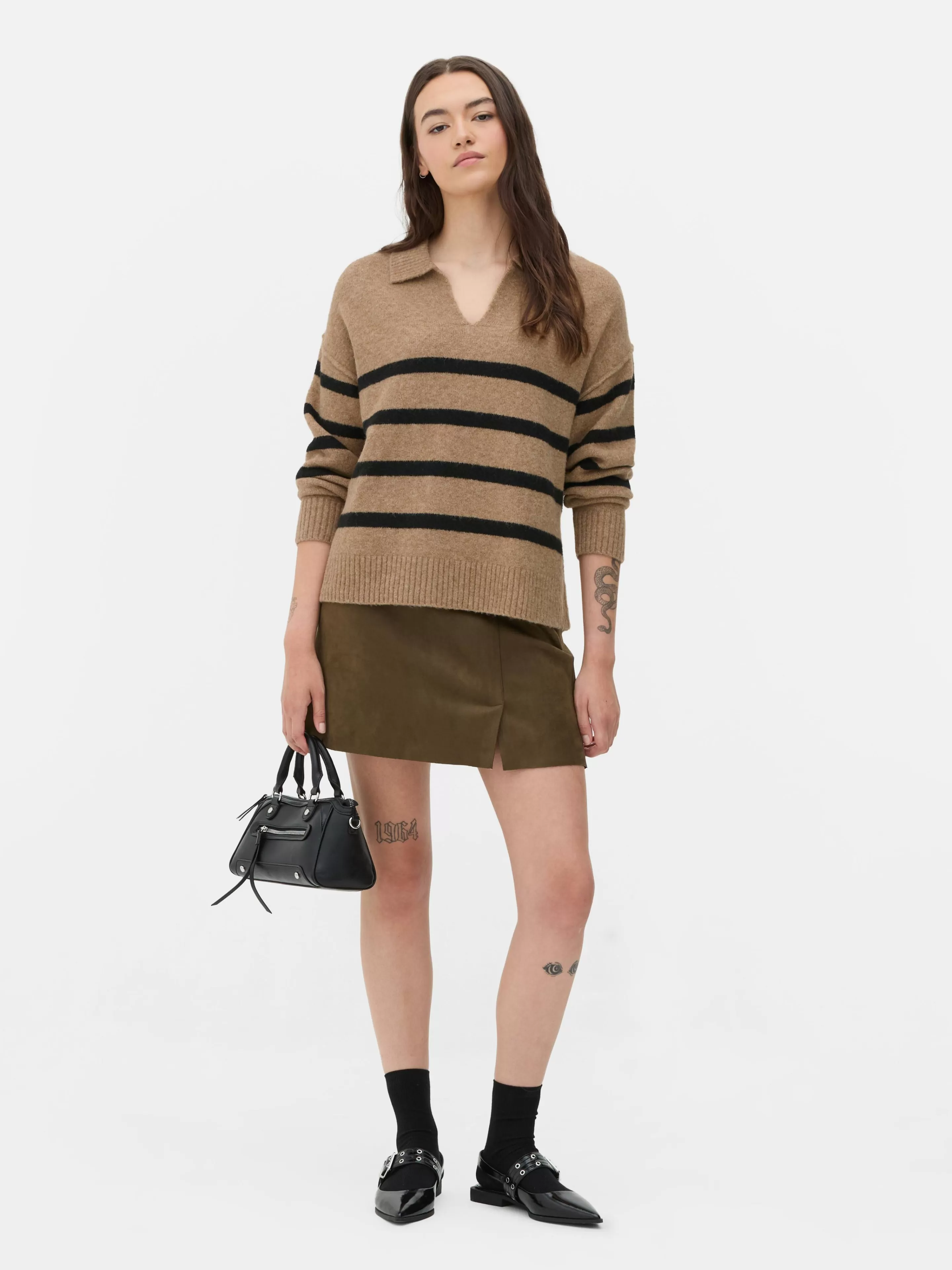 Mujer Primark Jerseys Y Cárdigans | Jersey De Rayas Con Cuello Tipo Polo
