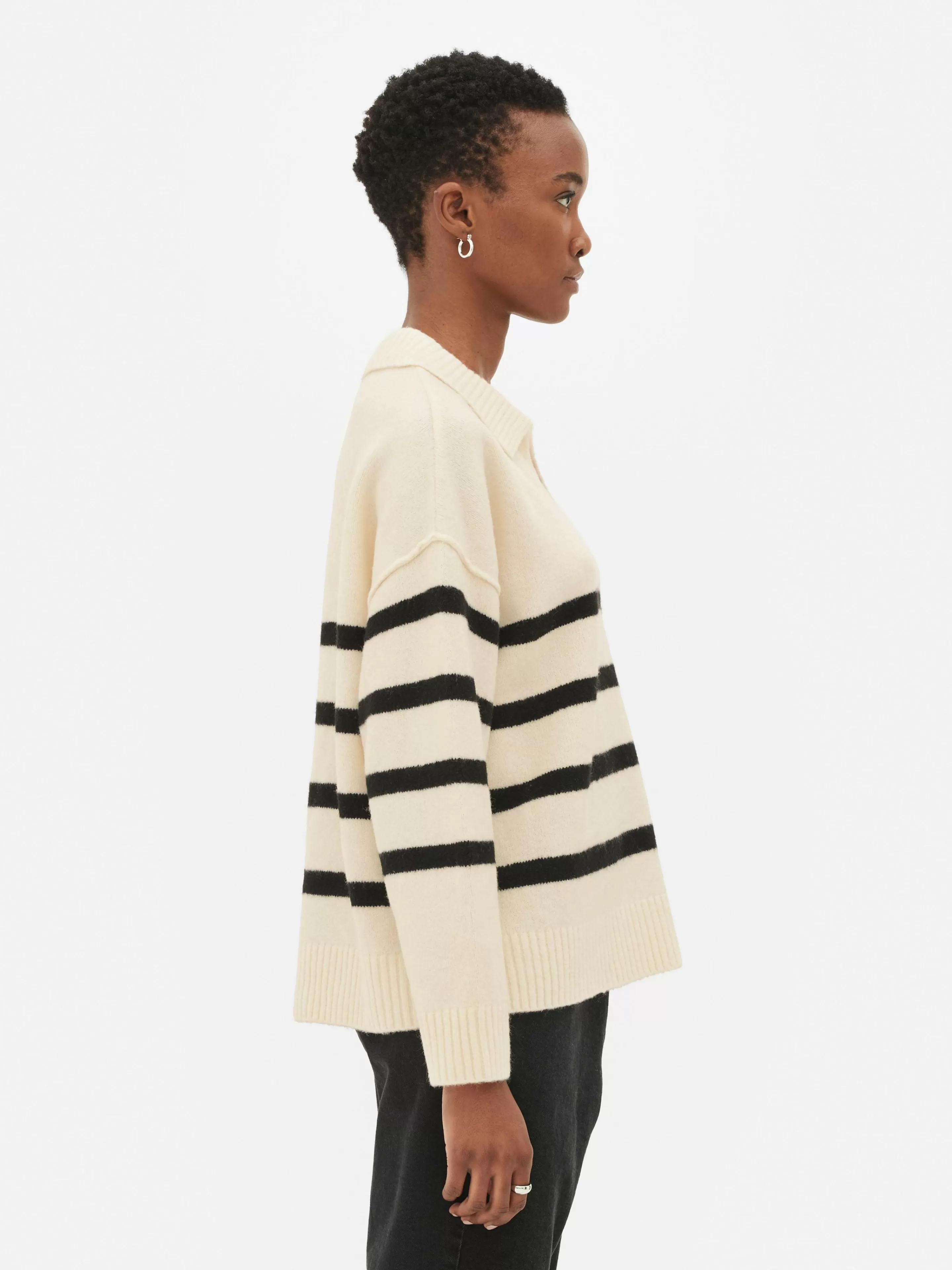 Mujer Primark Jerseys Y Cárdigans | Jersey De Rayas Con Cuello Tipo Polo