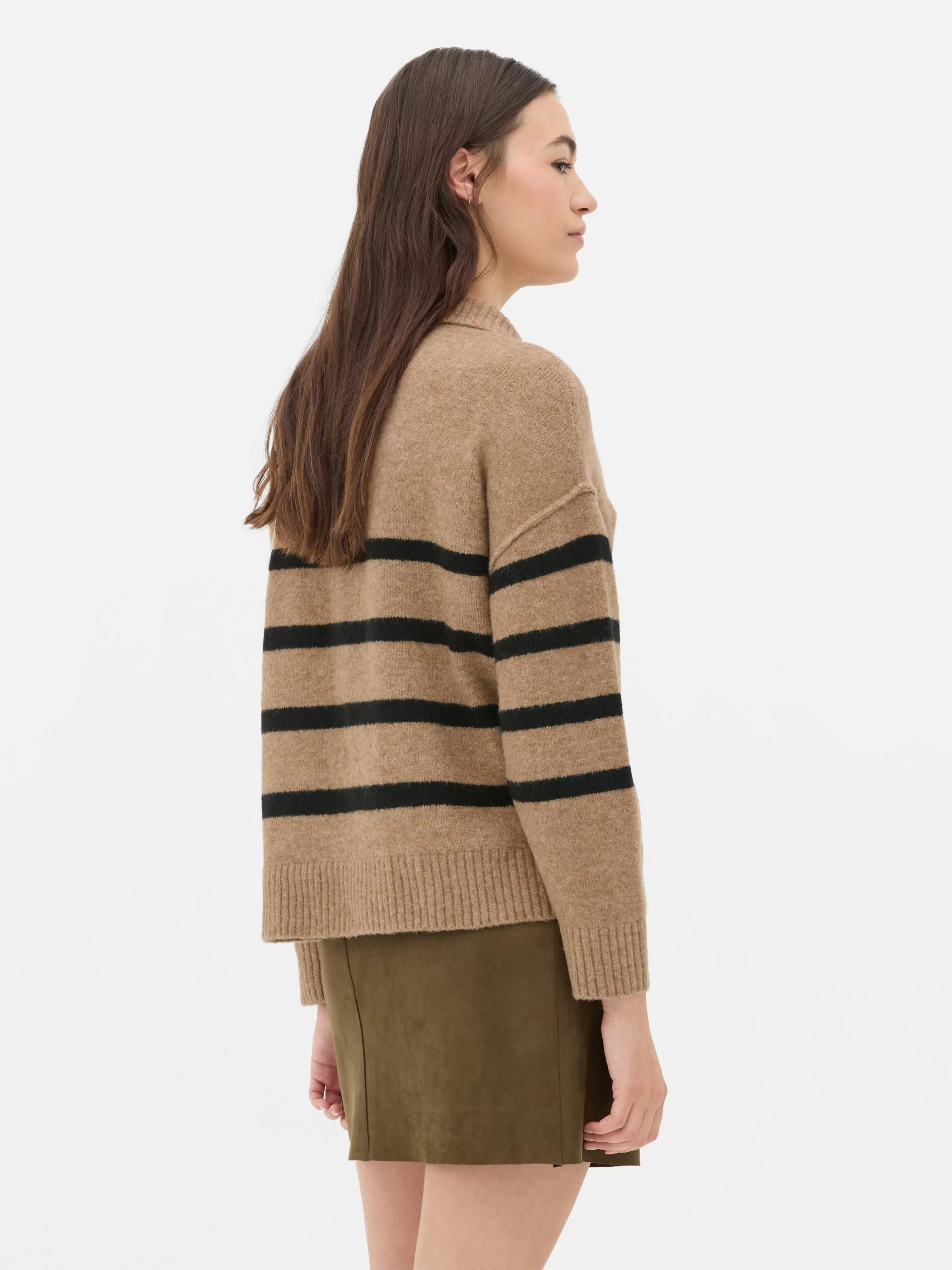 Mujer Primark Jerseys Y Cárdigans | Jersey De Rayas Con Cuello Tipo Polo