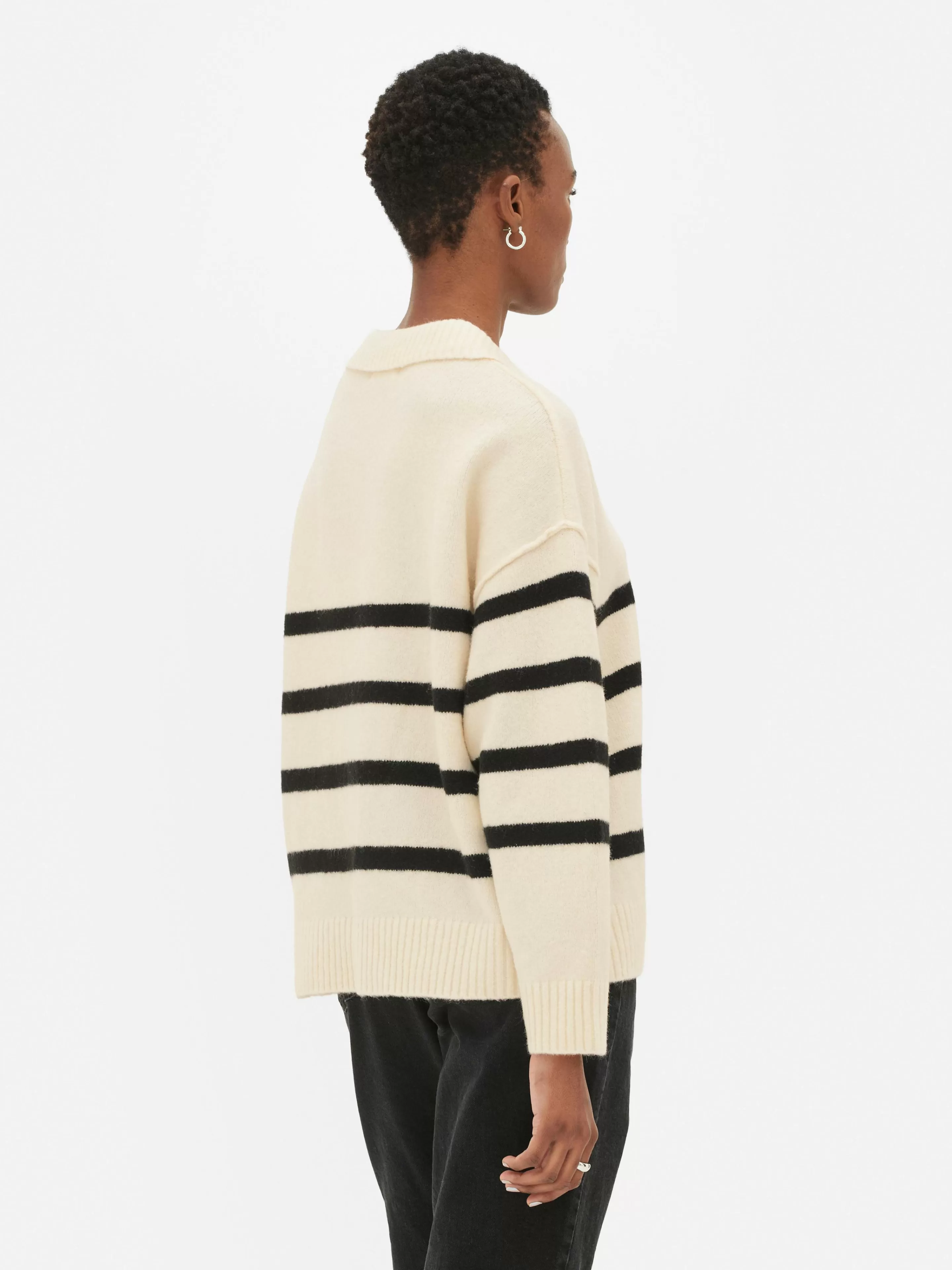 Mujer Primark Jerseys Y Cárdigans | Jersey De Rayas Con Cuello Tipo Polo