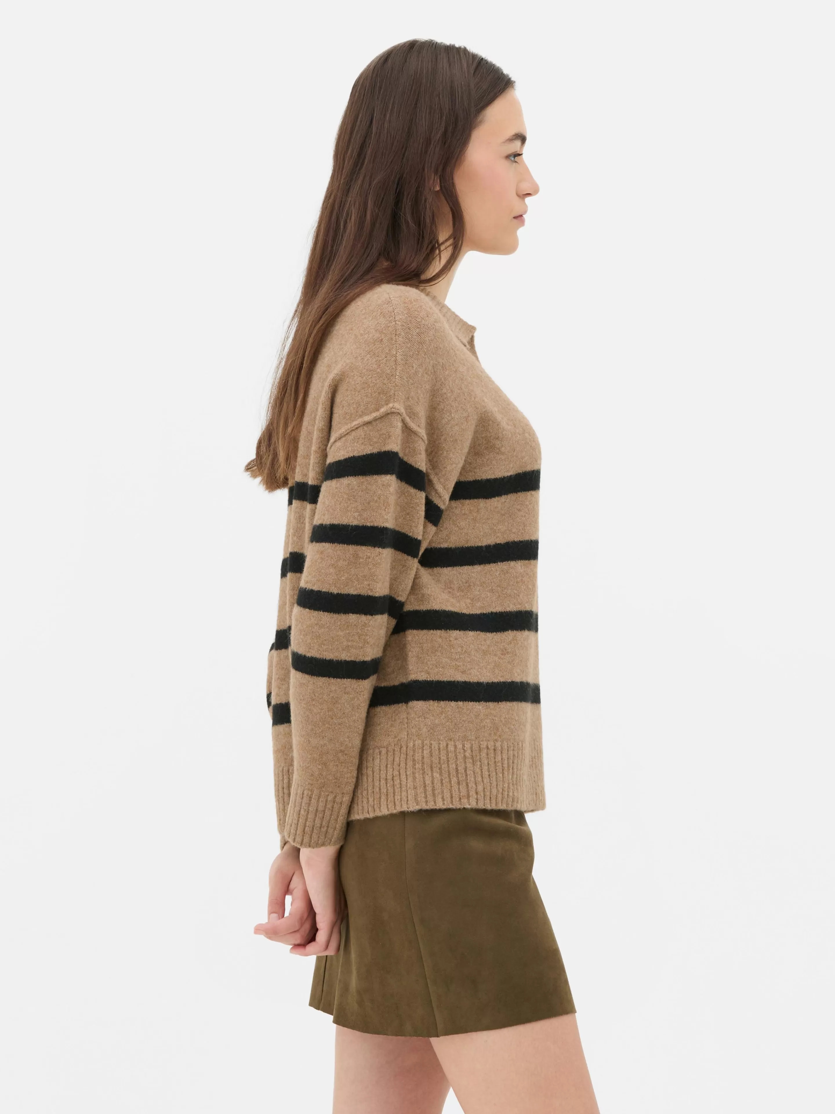 Mujer Primark Jerseys Y Cárdigans | Jersey De Rayas Con Cuello Tipo Polo
