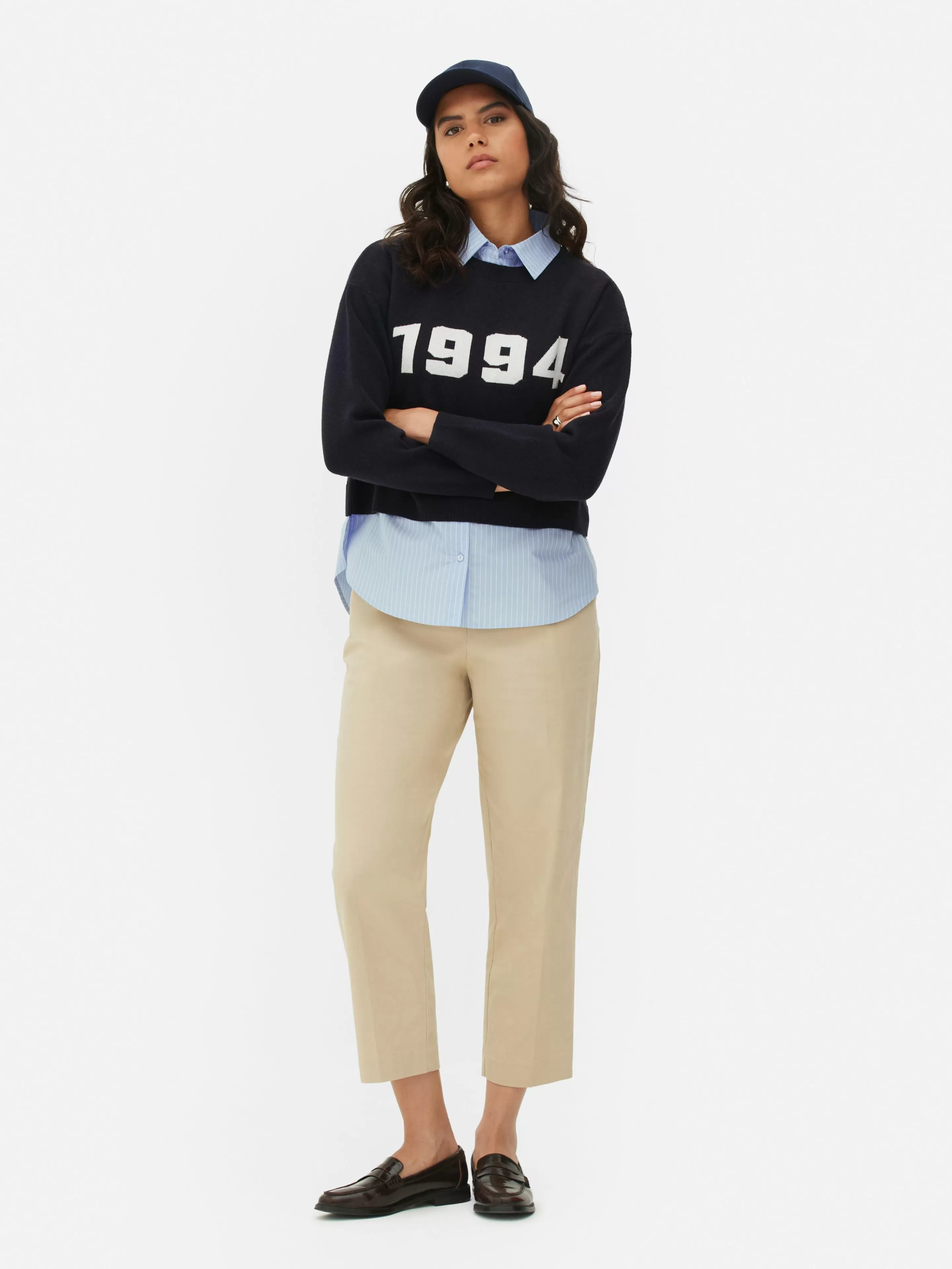 Mujer Primark Jerseys Y Cárdigans | Jersey Y Camisa De Punto Con Eslogan Dos En Uno